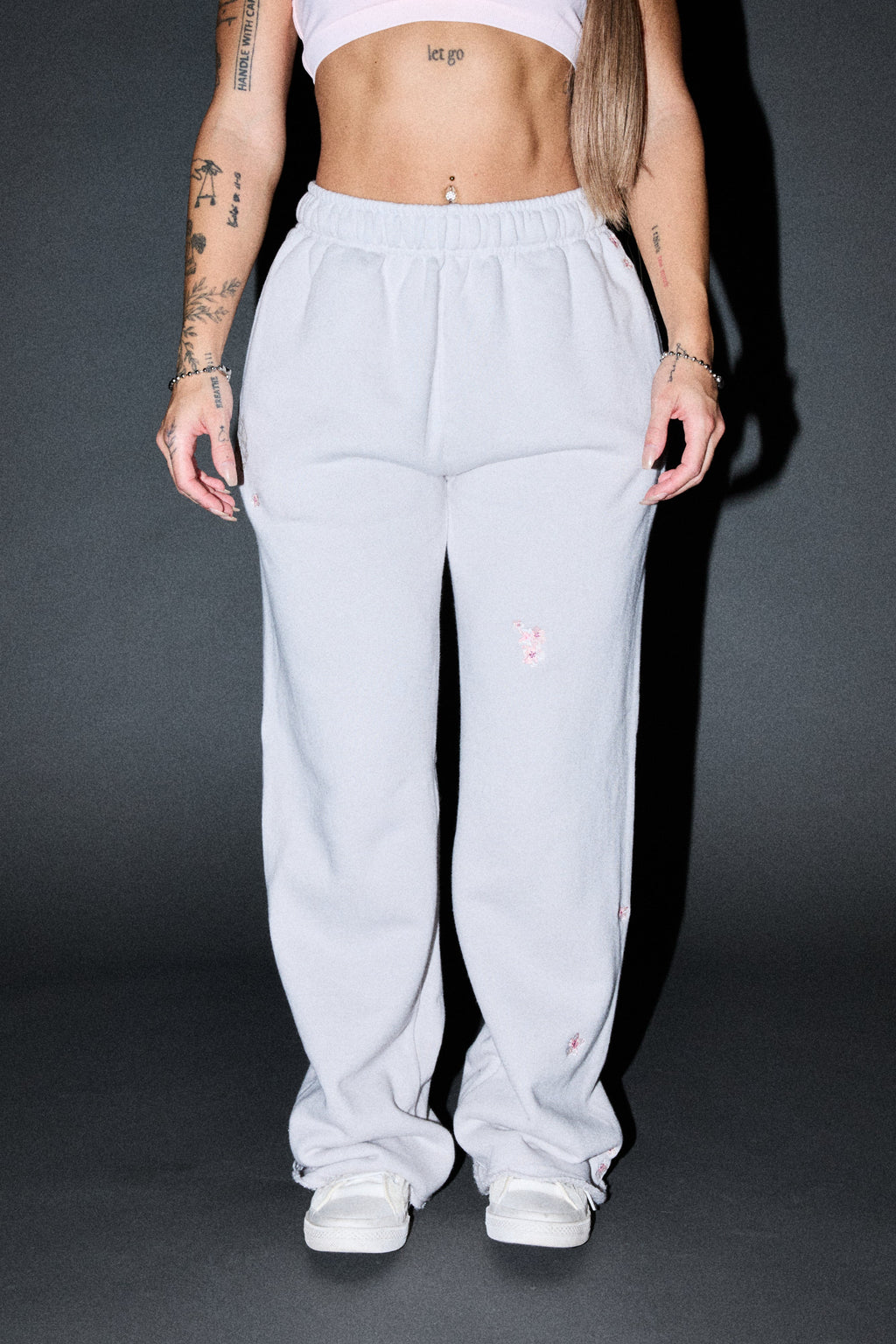 Dual Wolf Sakura Premium Big Cozy Sweats In Stone