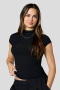 W4270 Ribbed Mock Neck Tee — imagem 7