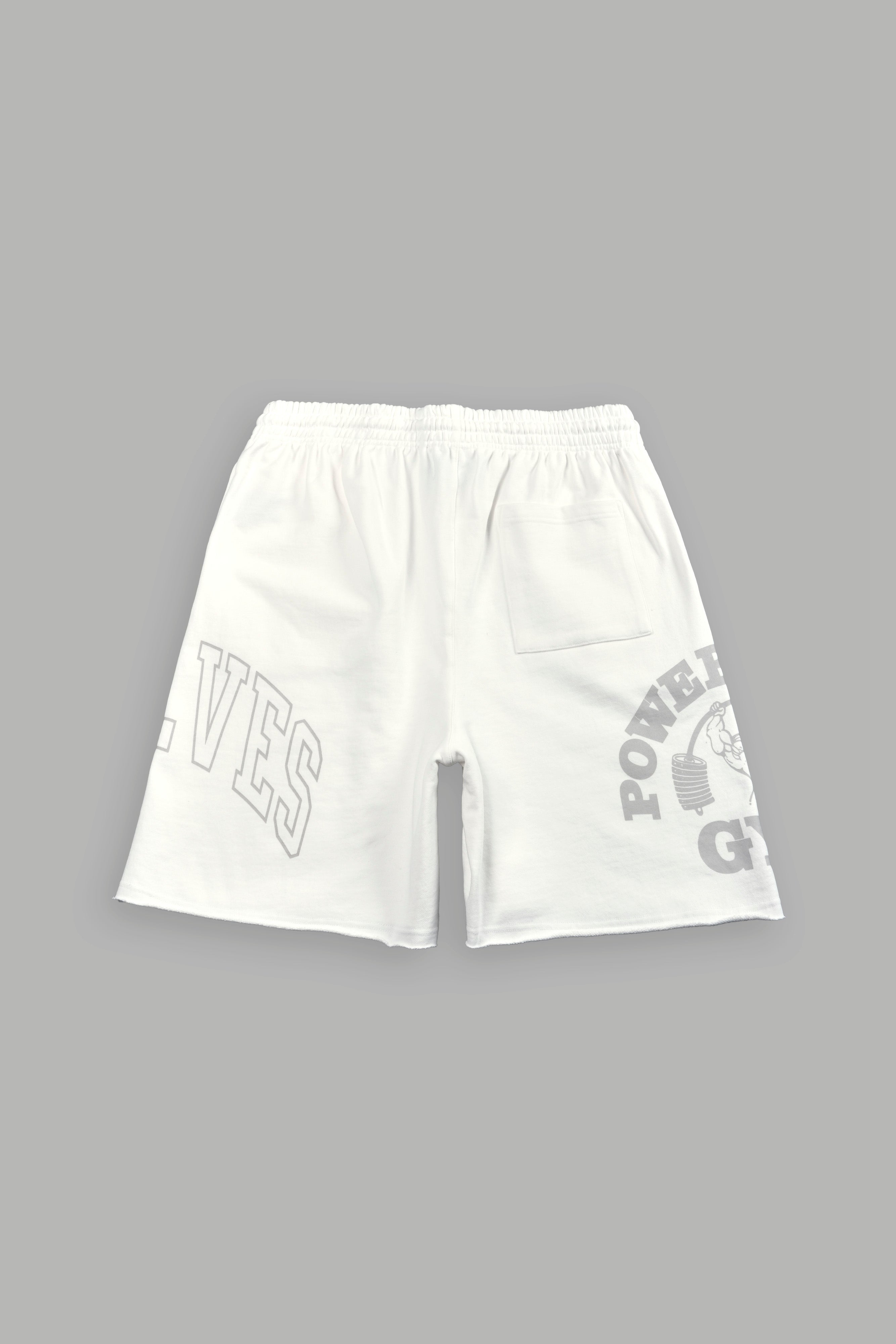 Powerhouse of the Wolves Grunge Brock Sweat Shorts in Cream — imagem 3