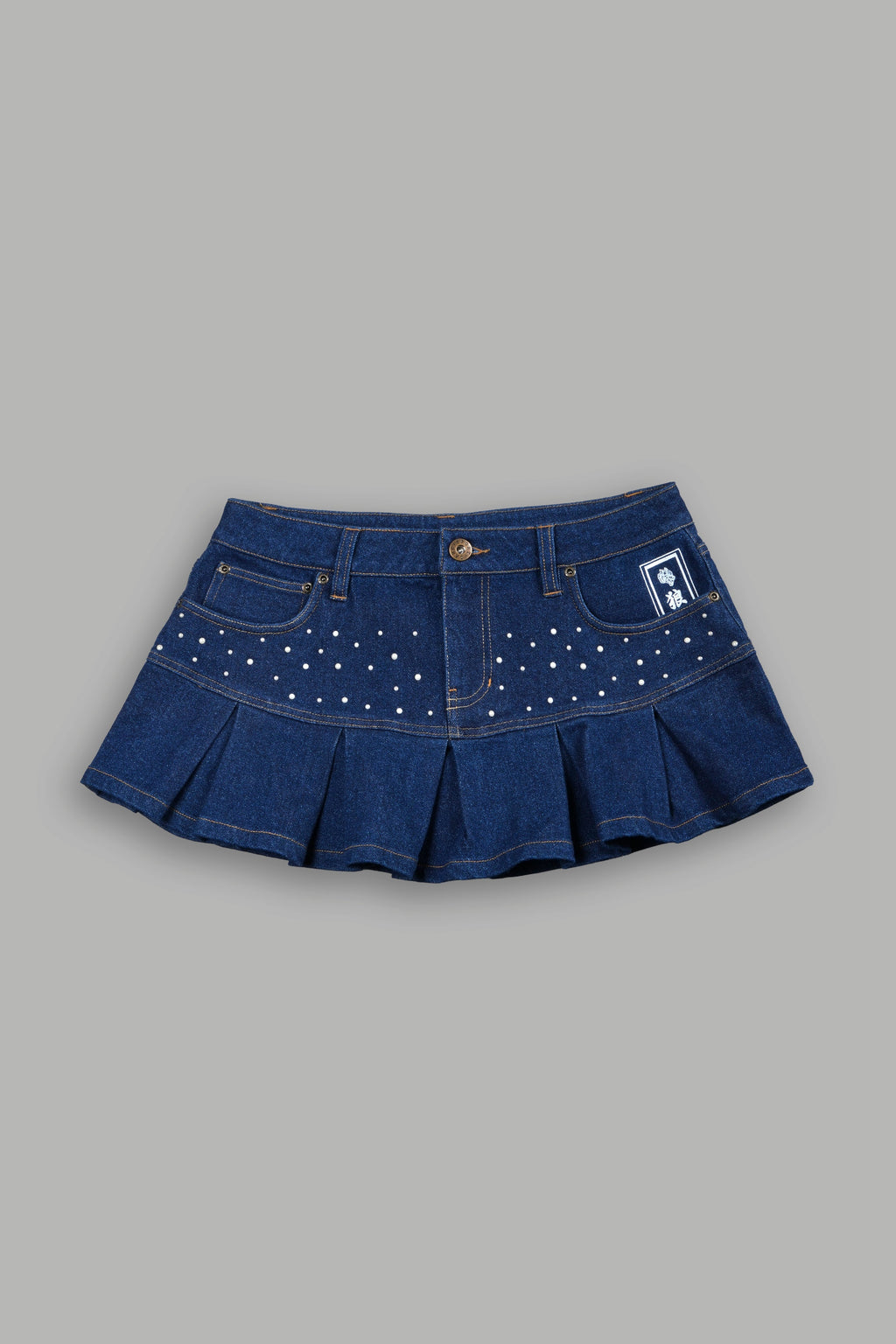 Pearl Heritage Y2K Pleated Mini Skirt in Medium Wash — imagem 10