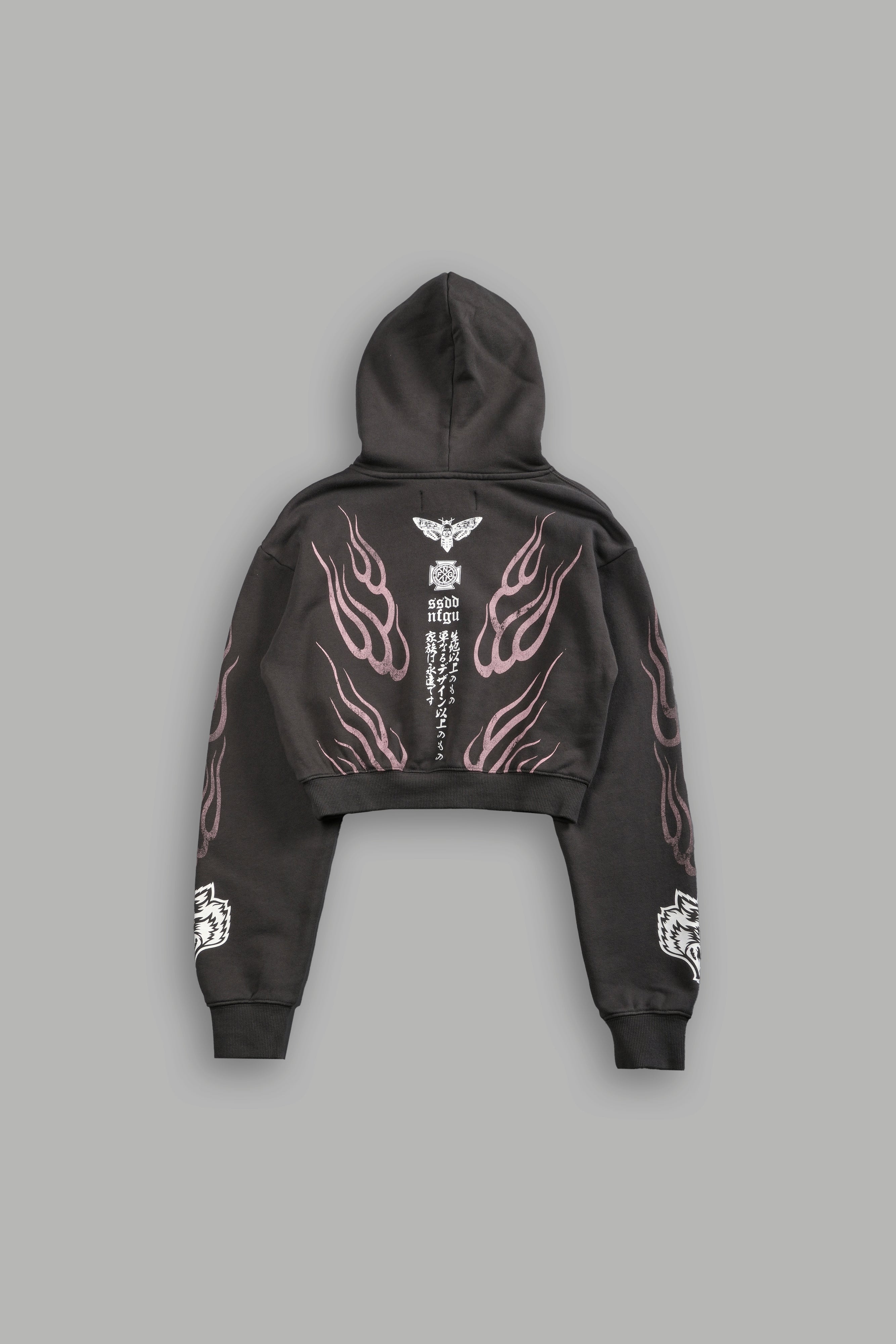 Moth Flames "Rose" Hoodie in Wolf Gray — imagem 2