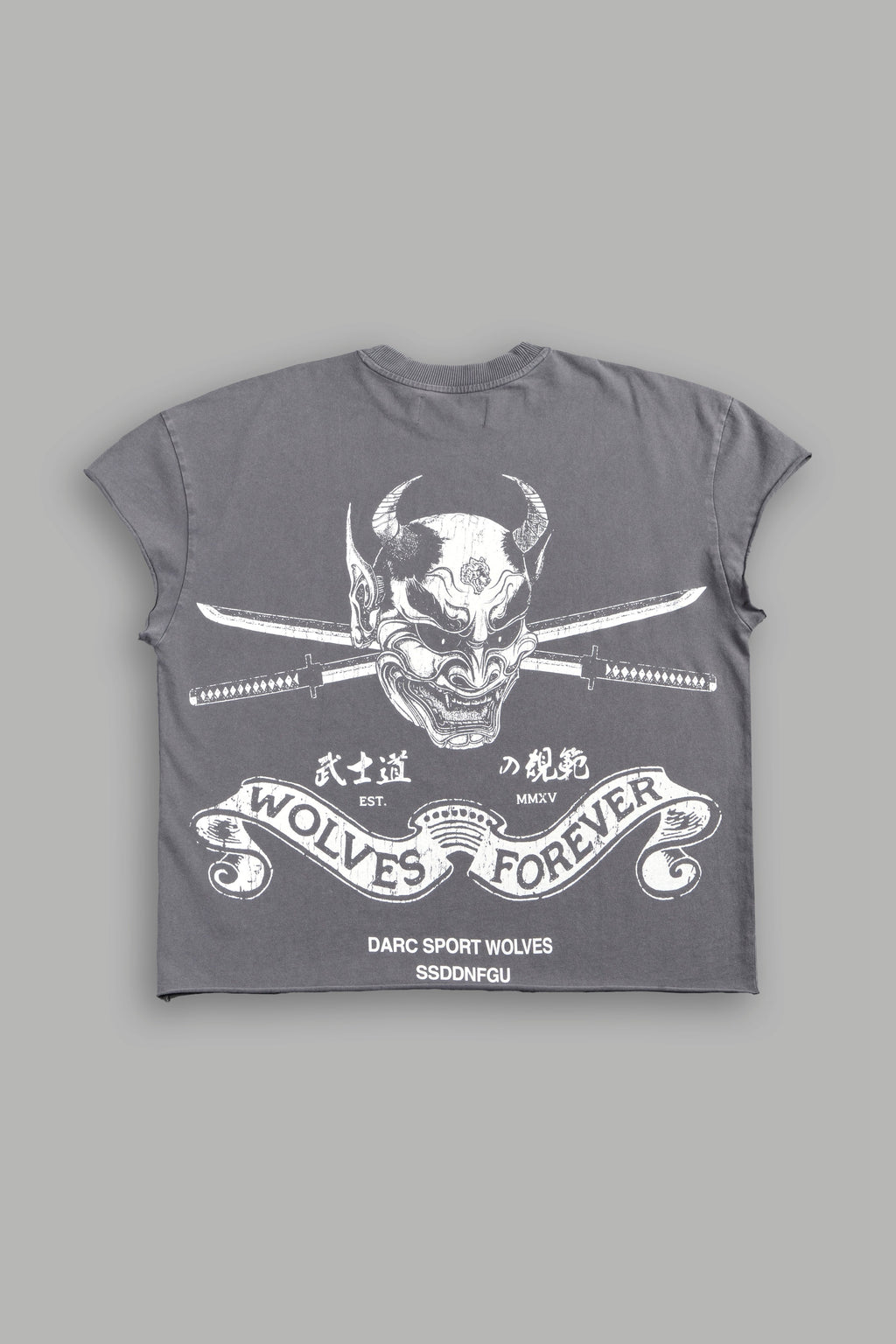 Steel Code Grunge Mid Length Raw Hem Cap Sleeve Tee in Slate Gray — imagem 1