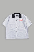 Wolves Patch Dalton Mid Length Button Up in Black Stripe — imagem 1