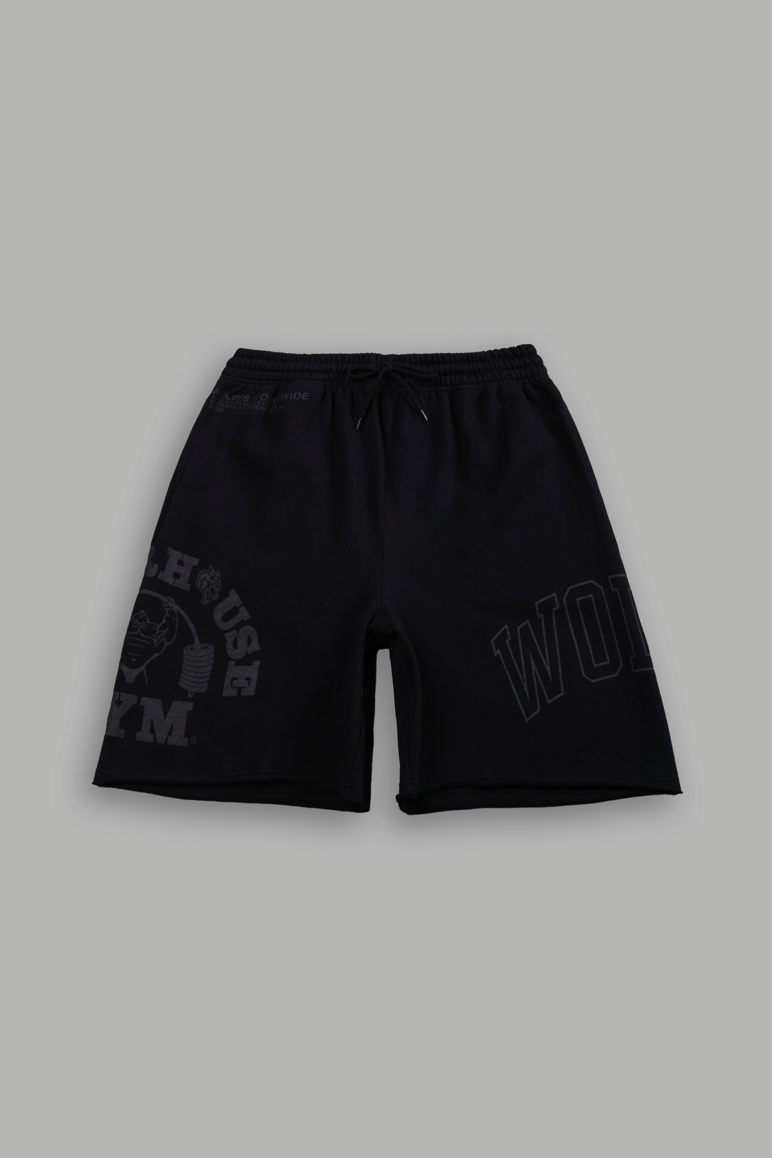 Powerhouse of the Wolves Grunge Brock Sweat Shorts in Black — imagem 1