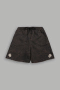 Dual Grunge Oversized Raw Hem Post Lounge Sweat Shorts in Darc Brown Leopard