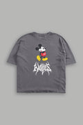 Mickey Mouse Hesh Premium Raw Hem Box Cut Tee in Slate Gray
