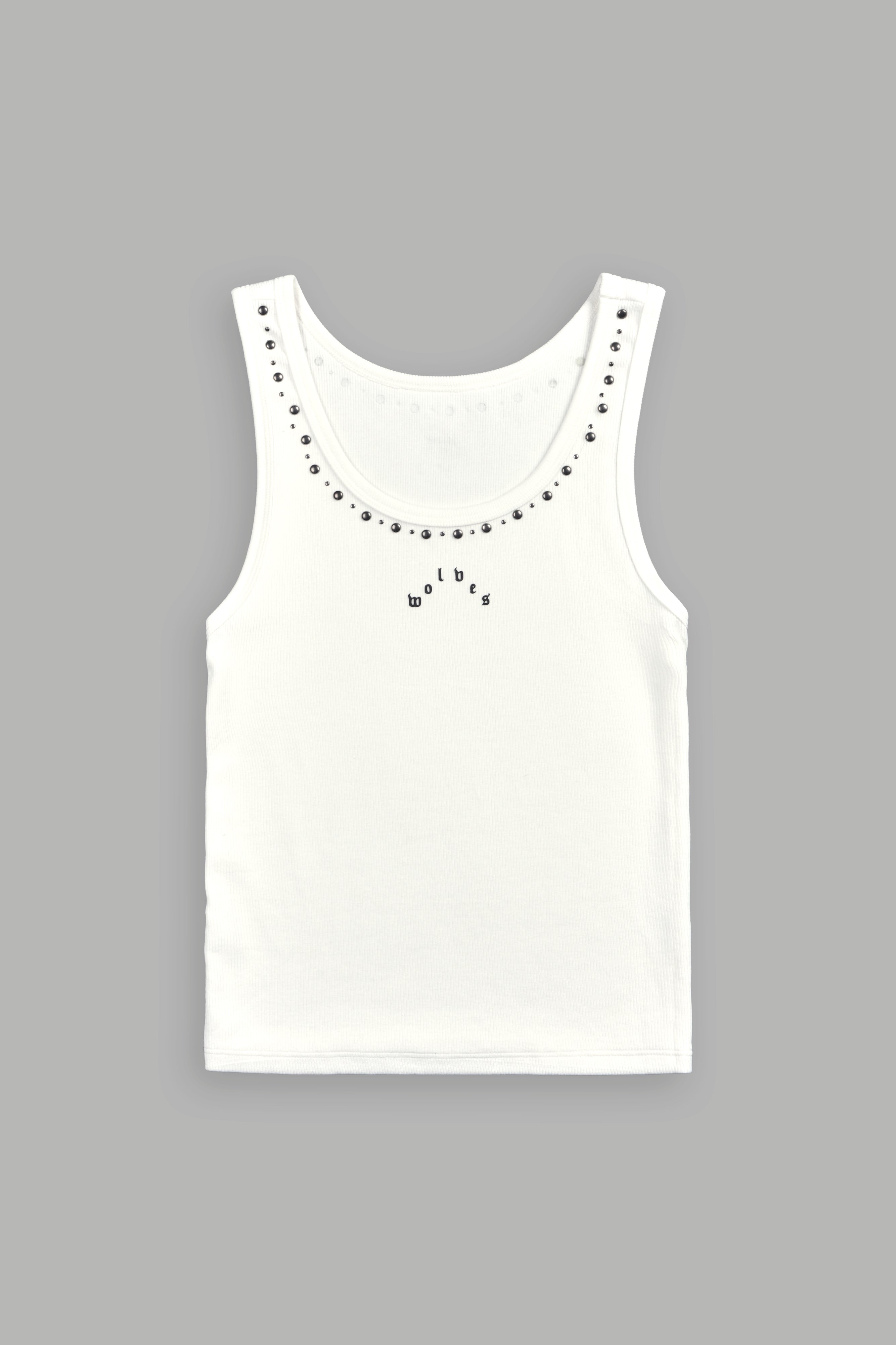 Stud Pyramid Liv Tank Top in White