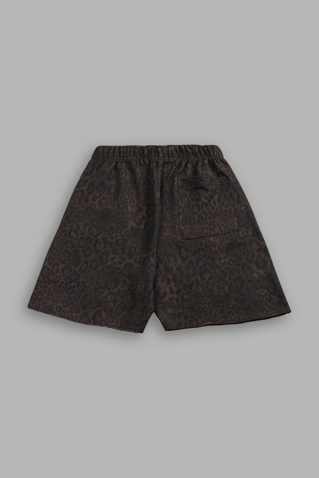 Dual Grunge Oversized Raw Hem Post Lounge Sweat Shorts in Darc Brown Leopard