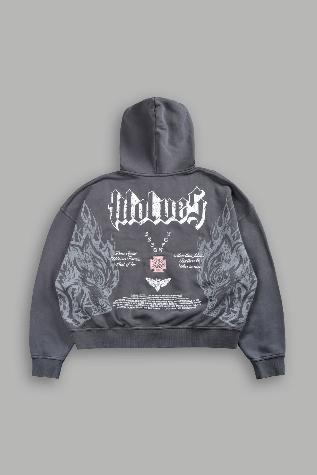 Wlvs Fire Vex Double Zip Hoodie in Slate Gray — imagem 1
