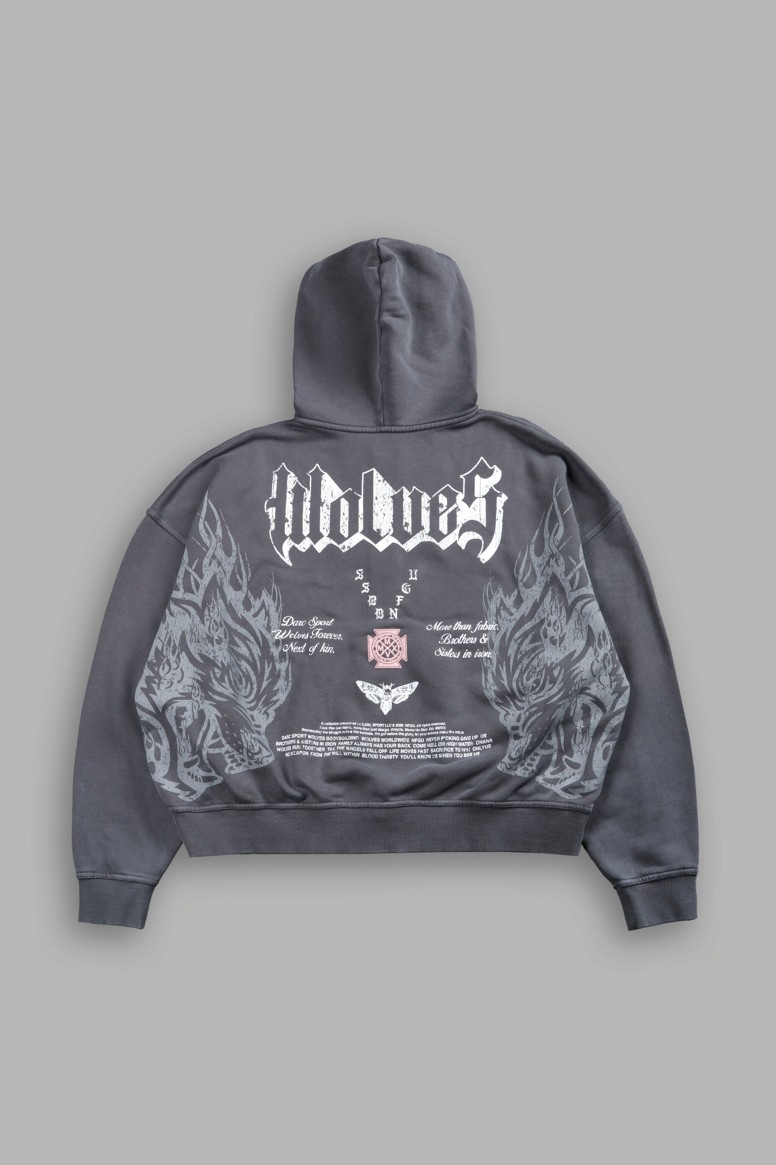 Wlvs Fire Vex Double Zip Hoodie in Slate Gray — imagem 1