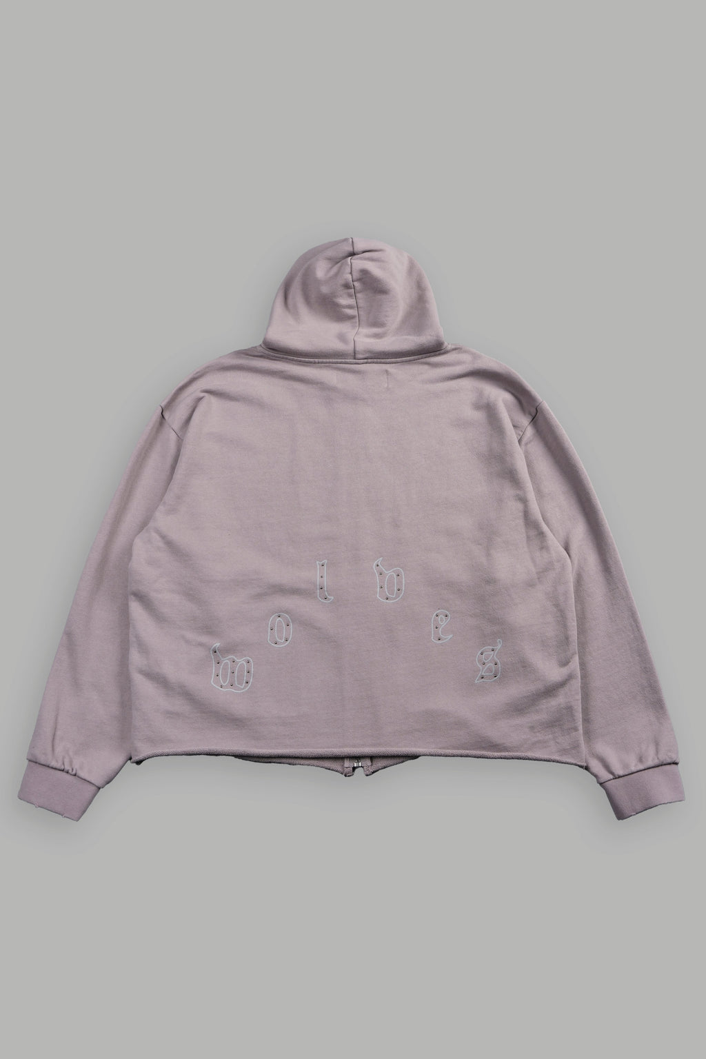 Darc Heaven Distressed Grunge Mid Length Raw Hem Zip Hoodie In Pale Gray