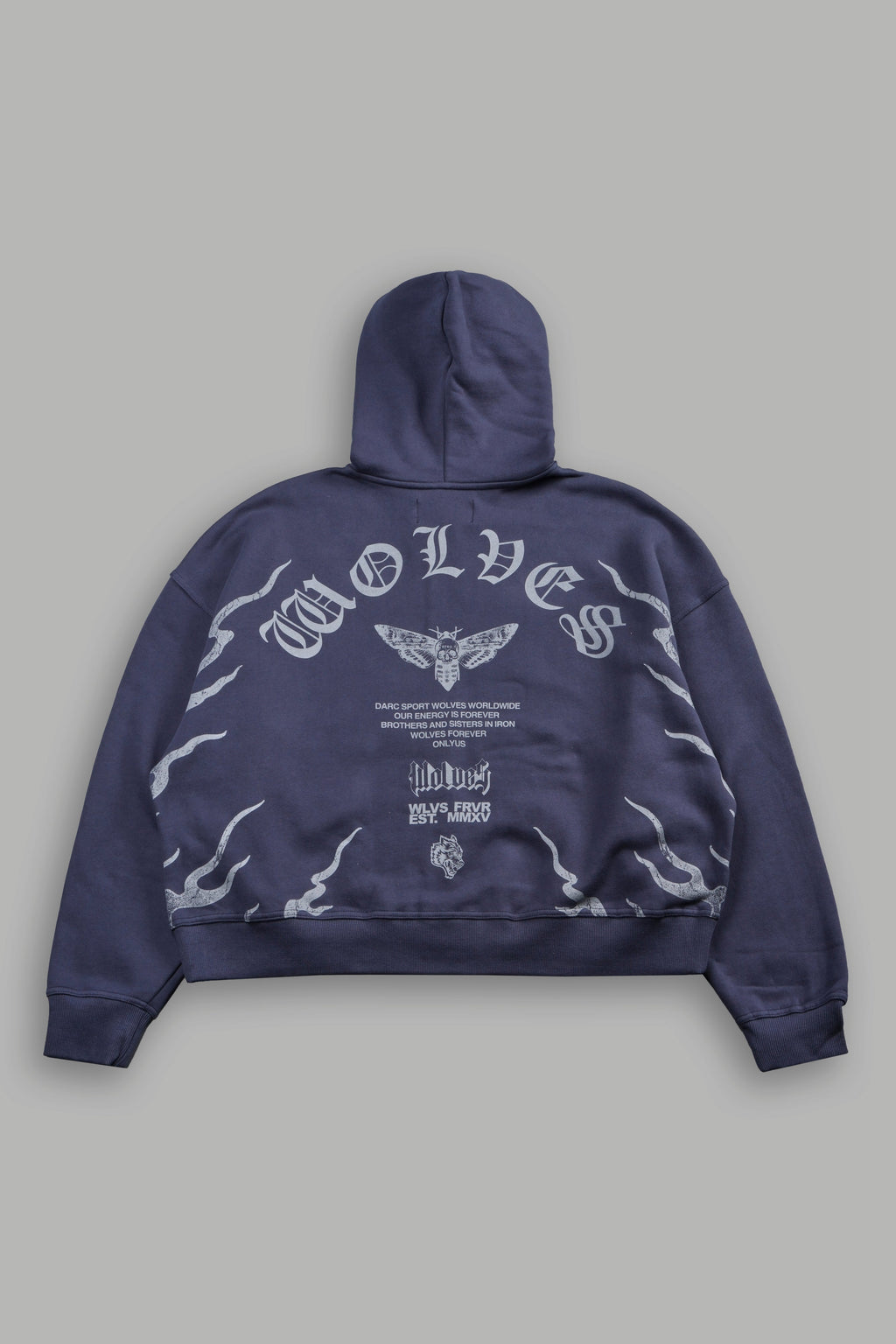 Wolves Never Back Down V2 Vex Double Zip Hoodie in Storm Blue — imagem 1