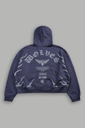 Wolves Never Back Down V2 Vex Double Zip Hoodie in Storm Blue — imagem 1