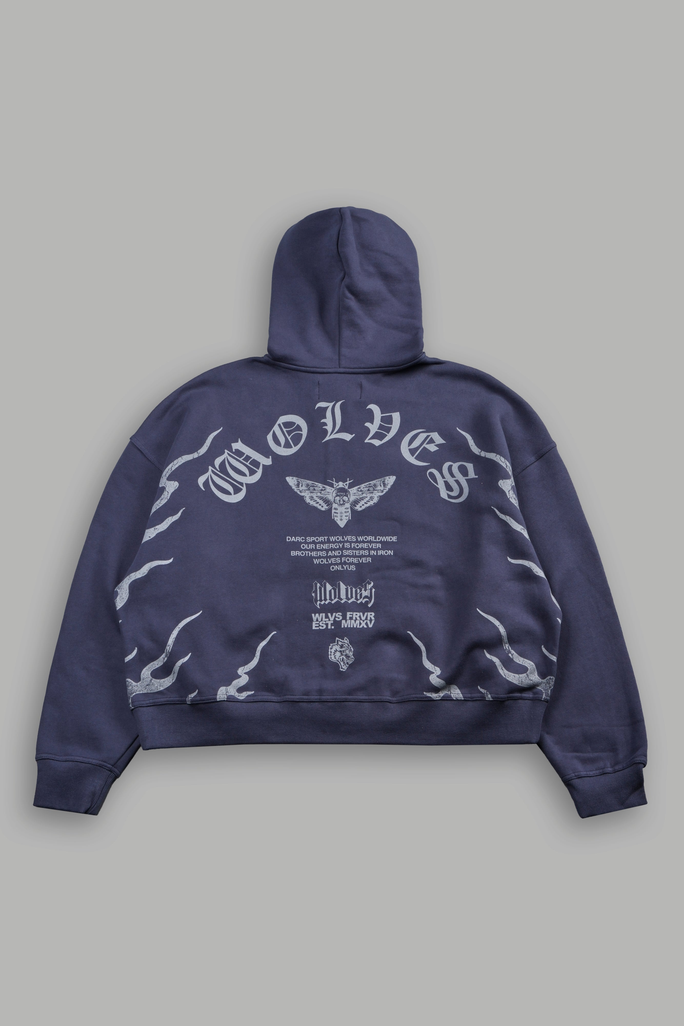 Wolves Never Back Down V2 Vex Double Zip Hoodie in Storm Blue — imagem 1