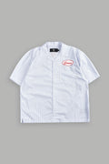 Wolves Patch Dalton Mid Length Button Up in Blue Stripe — imagem 1