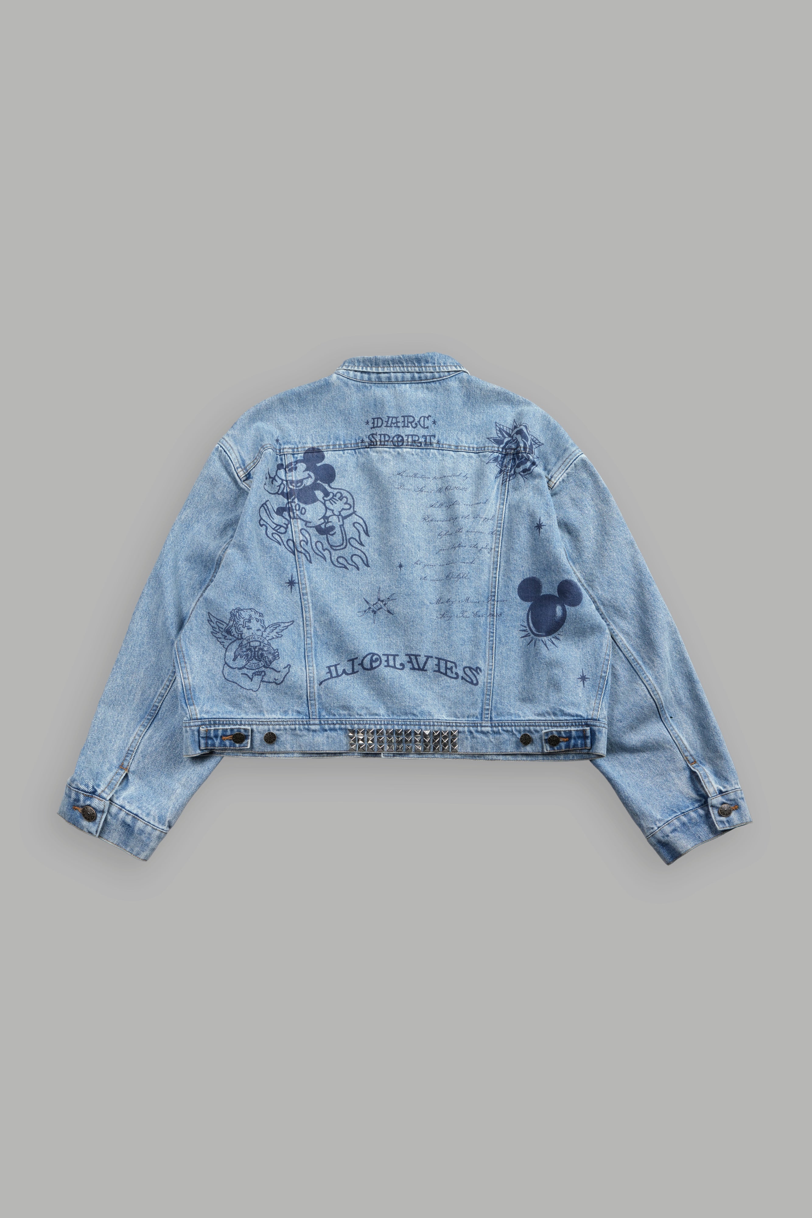Mickey Flash Cropped American Denim Jacket in Light Wash