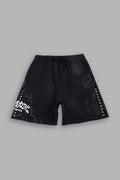 Kokuryu Grunge Oversized Raw Hem Post Lounge Sweat Shorts in Black — imagem 1