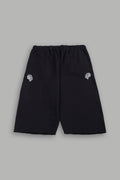 Dual Wolf Capri Sweat Pants In Black
