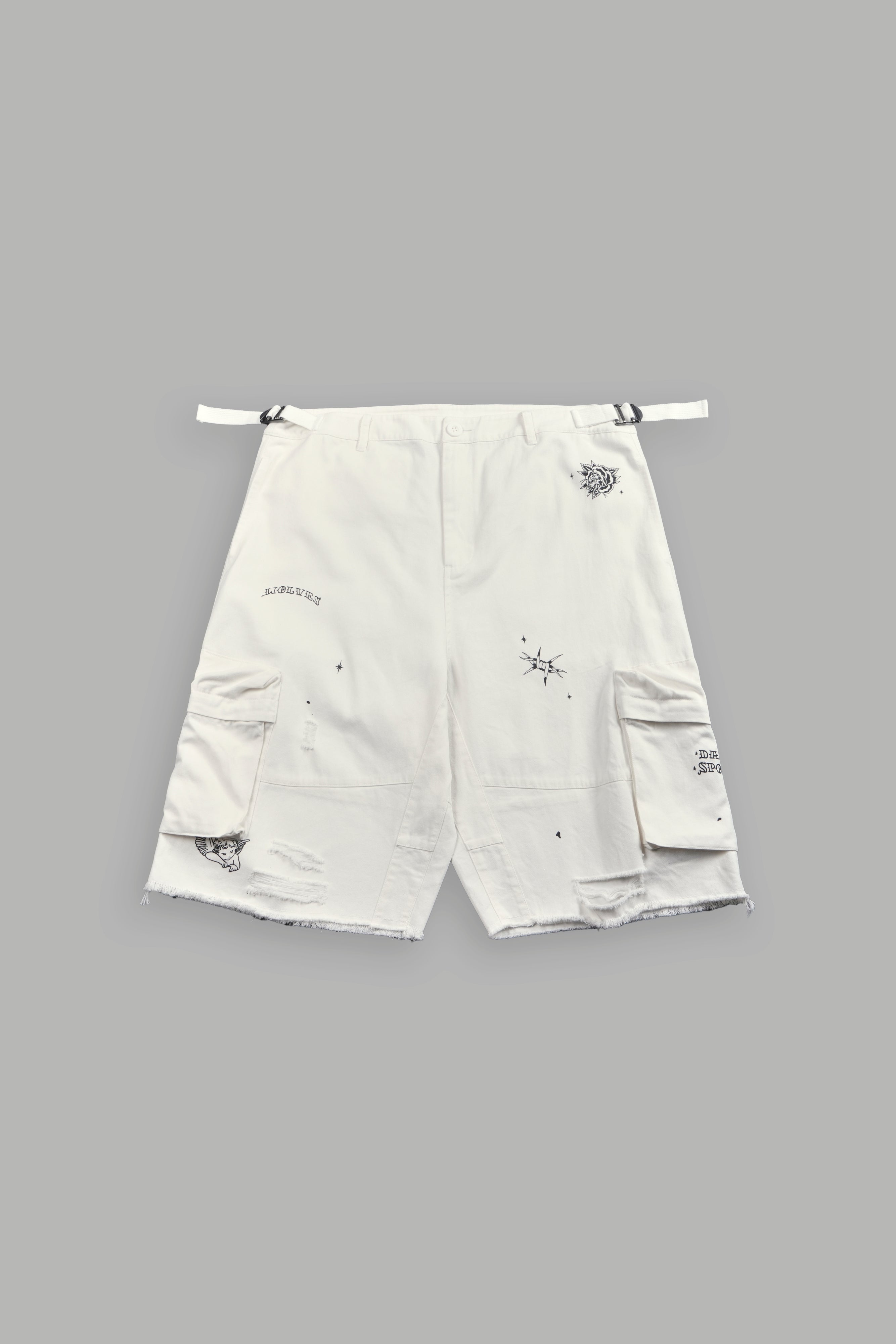 Darc Flash Duke Cargo Shorts in Cream