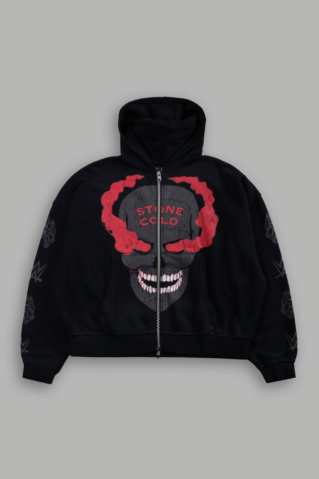 Stone Cold Forever Vex Double Zip Hoodie in Black Drift Wash — imagem 1