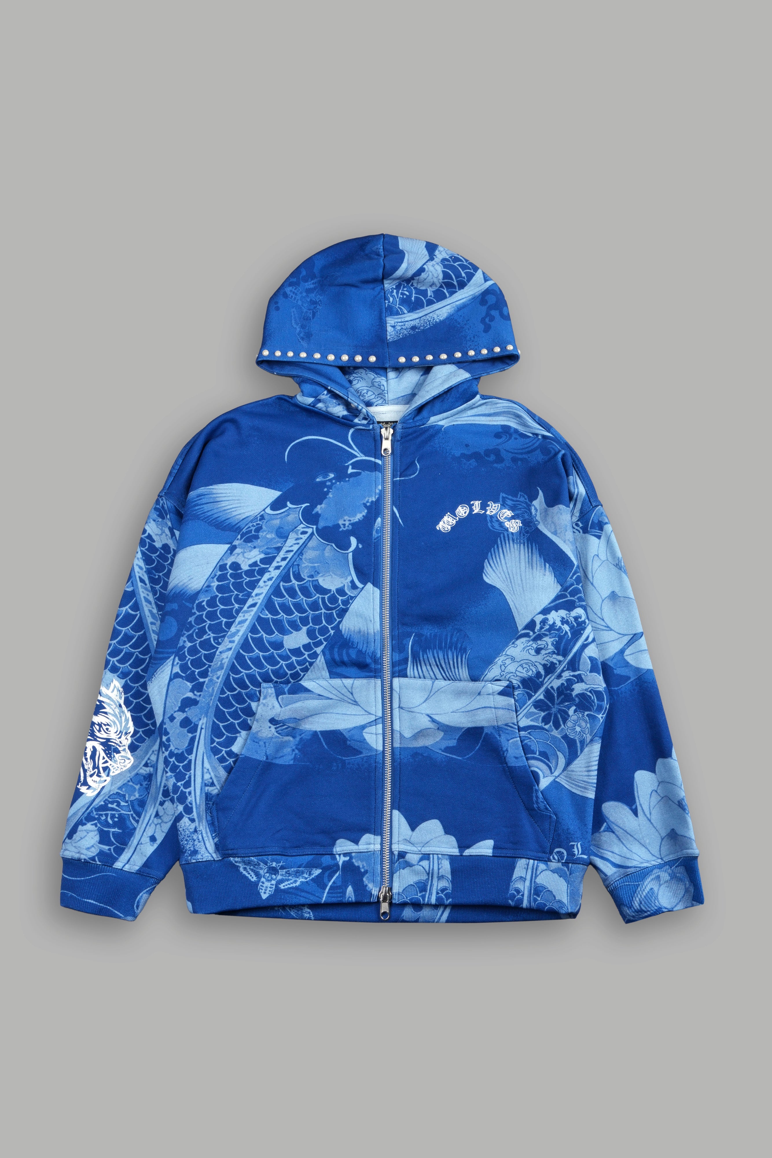 Darc Koi Anya Double Zip Hoodie in Serenity Blue — imagem 1