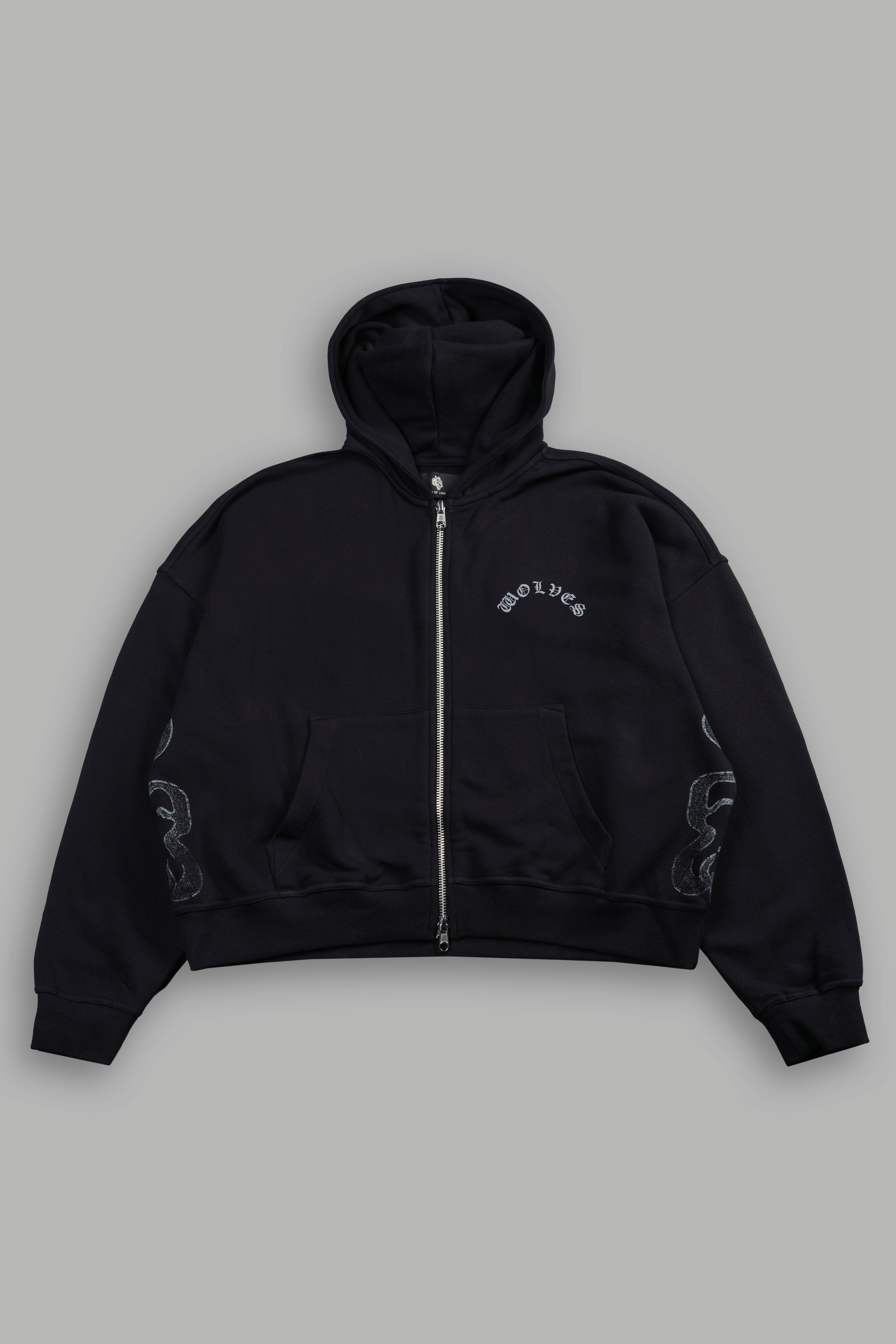Wolves Never Back Down V2 Vex Double Zip Hoodie in Black — imagem 3