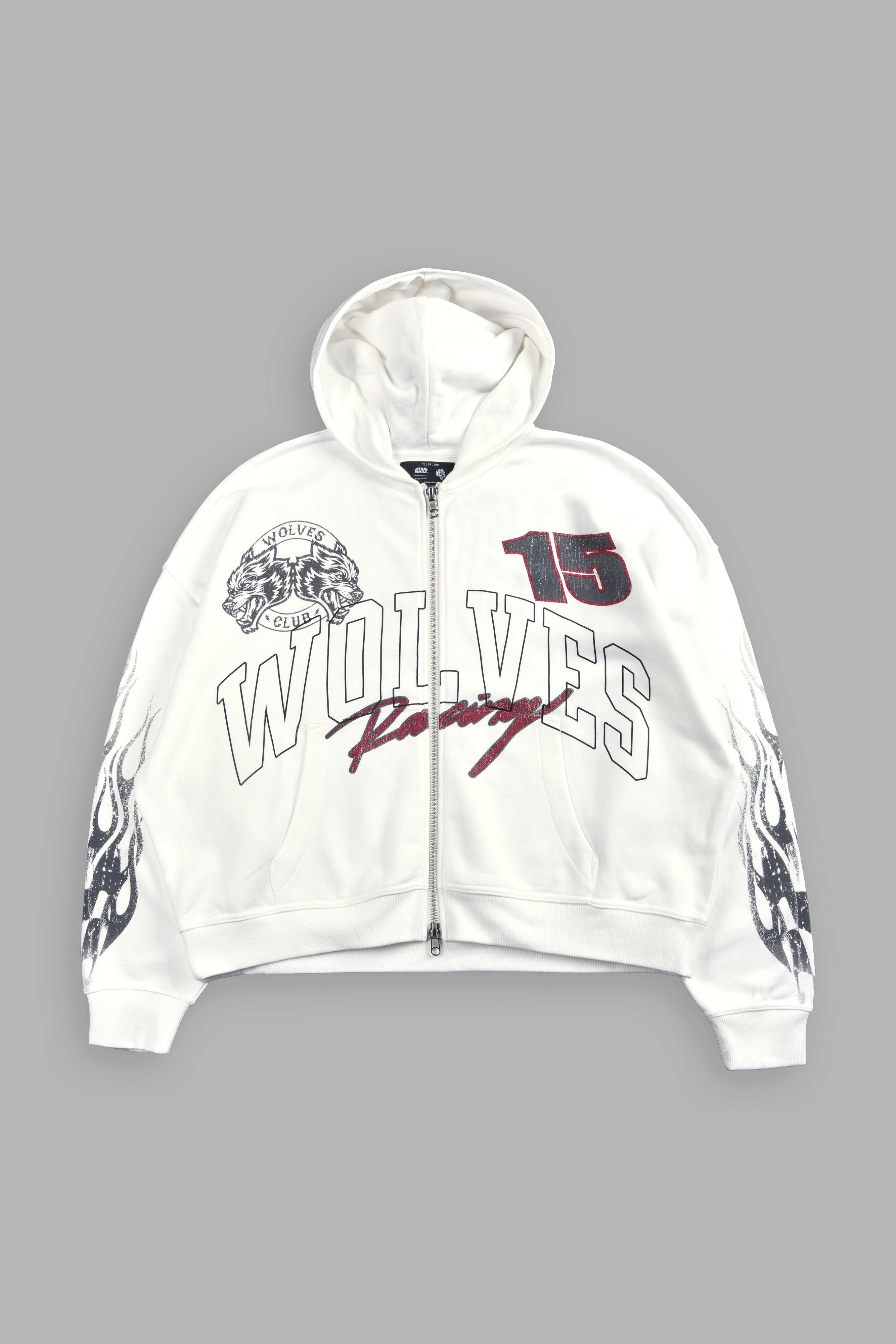 Race Inferno Vex Double Zip Hoodie in Cream — imagem 1