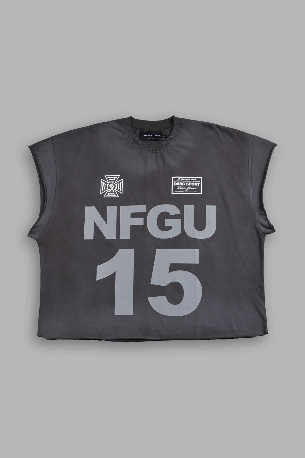 SINCE DAY ONE "GRUNGE" CUT OFF TEE IN WOLF GRAY DRIFT WASH