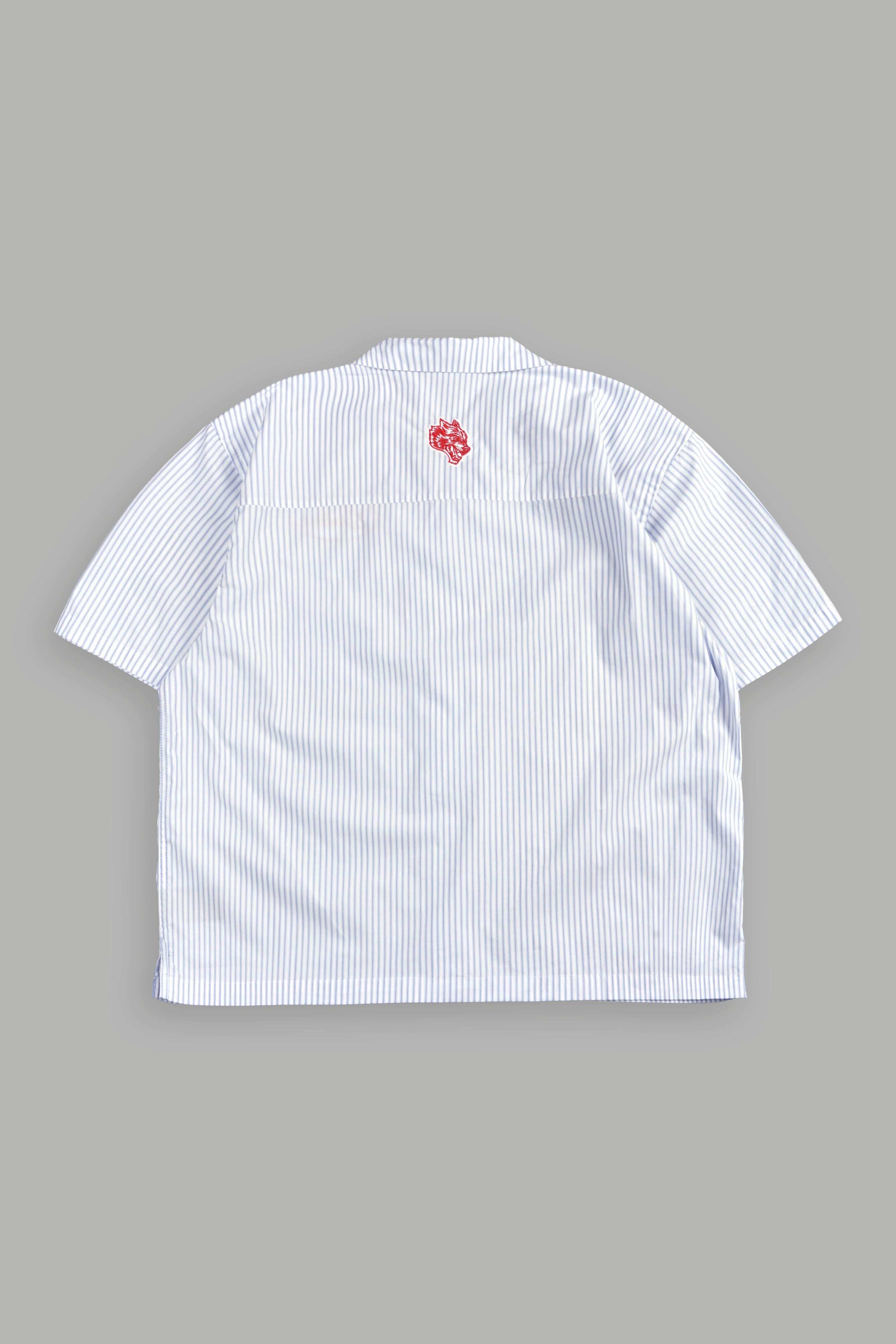 Wolves Patch Dalton Mid Length Button Up in Blue Stripe — imagem 2