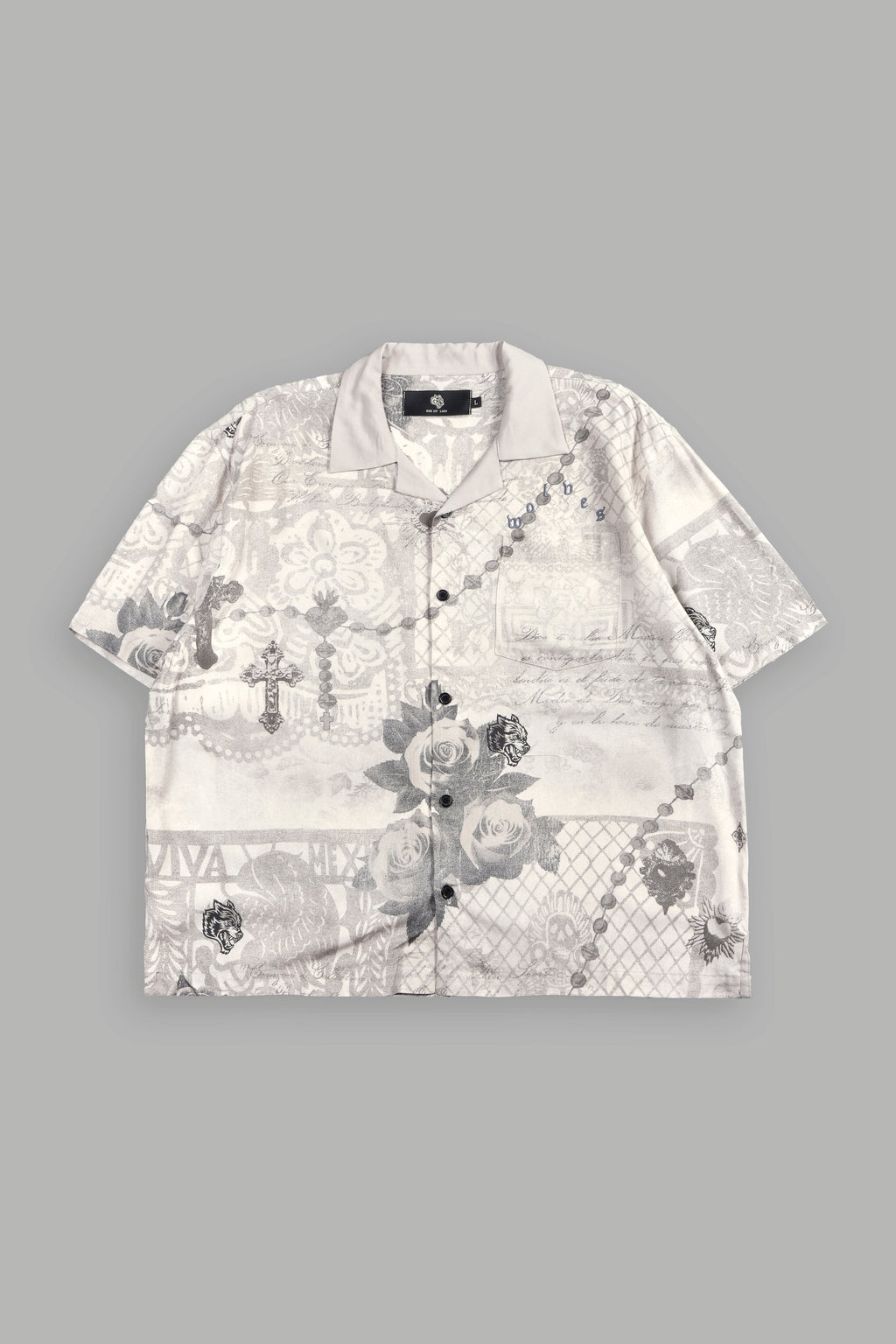 Wolves Pyramid Romero Mid Length Button Up In Ceniza Y Rosas