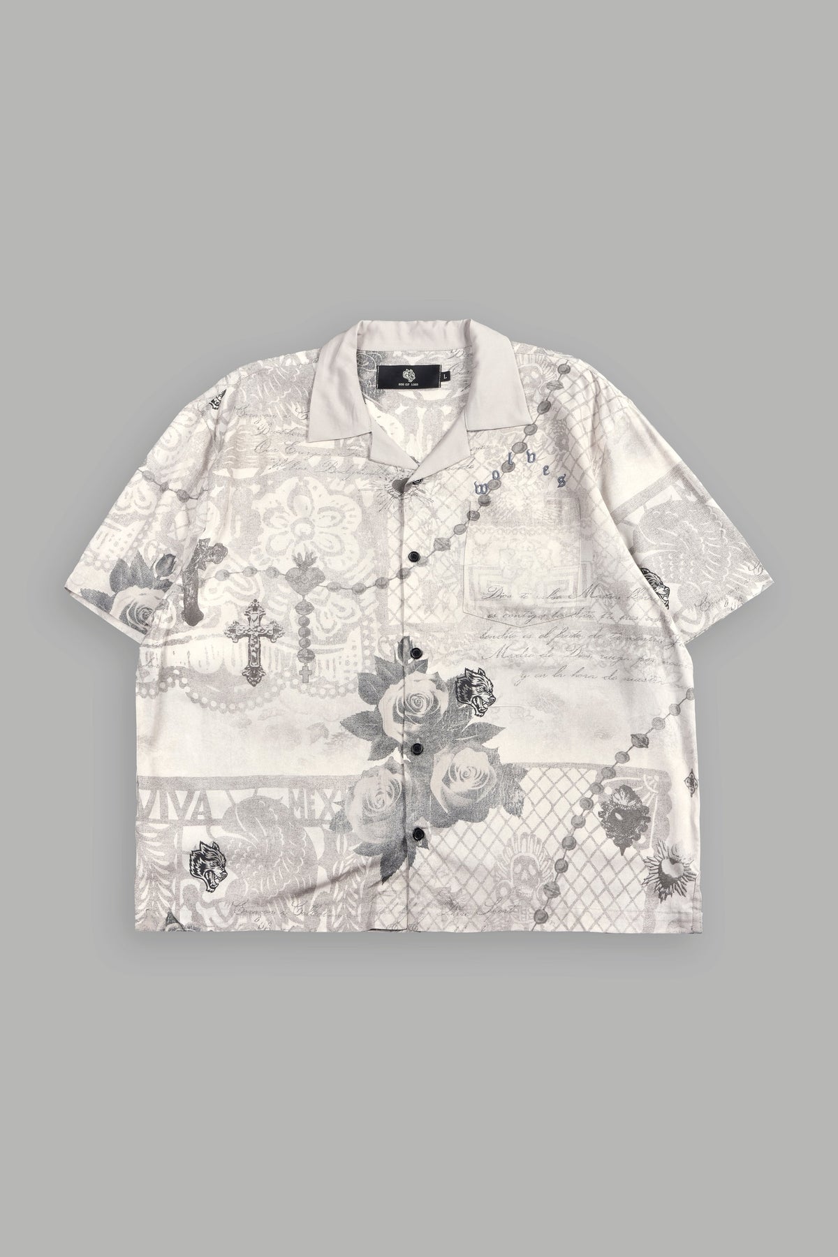 Wolves Pyramid Romero Mid Length Button Up In Ceniza Y Rosas