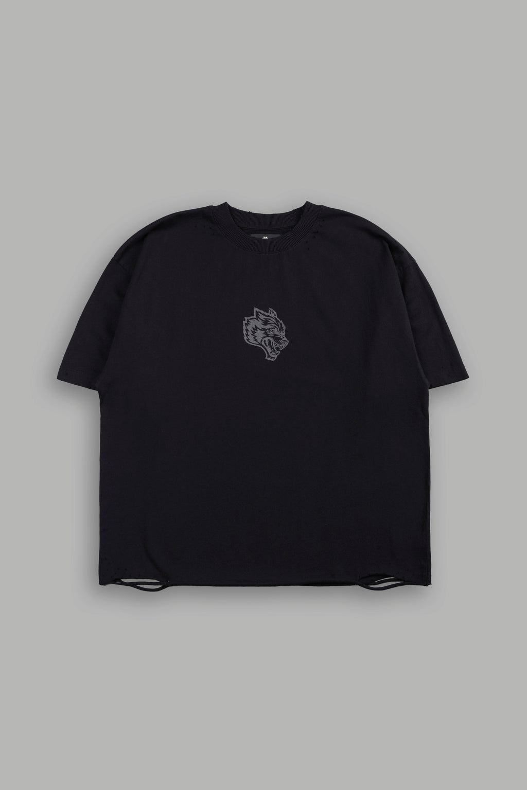 Wolves Oni Cherub Distressed Grunge Unisex Tee in Black — imagem 2