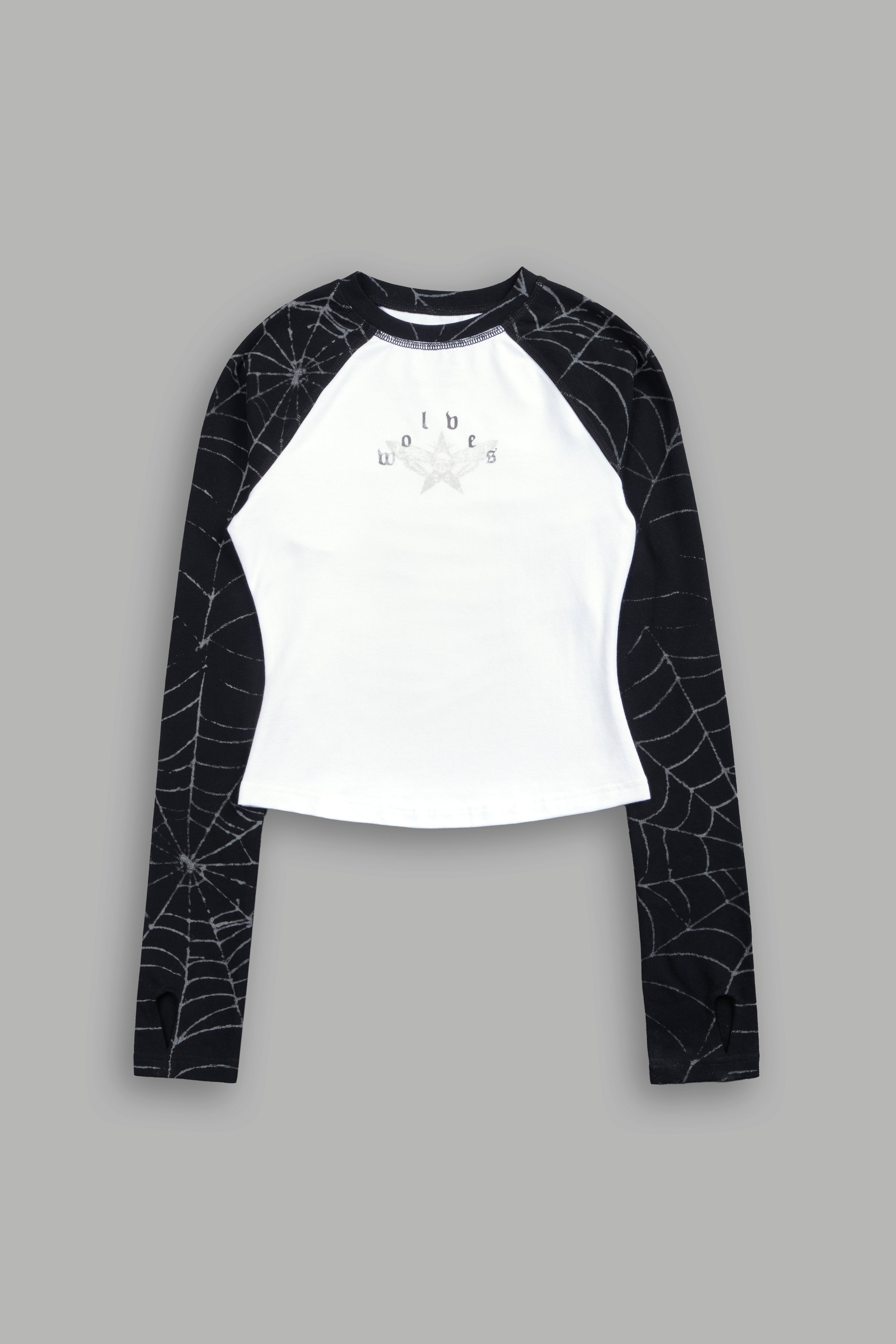 Star Moth Raglan Ringer Ls Tee in Black/White