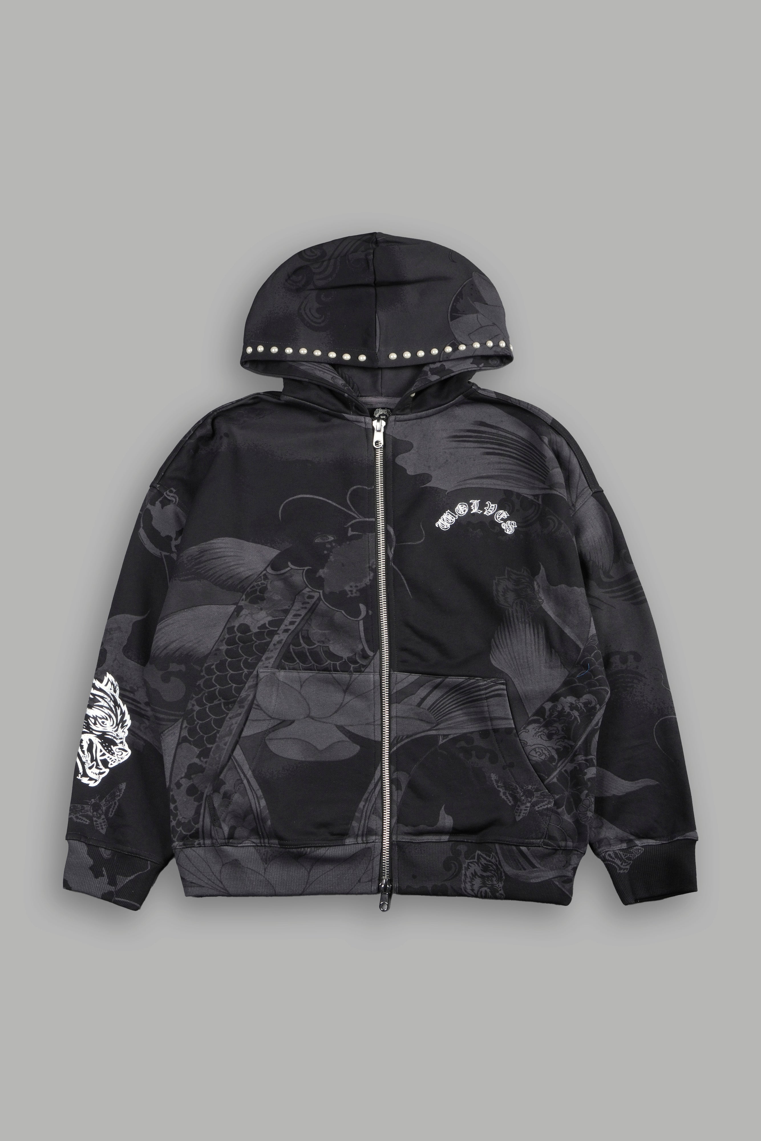 Darc Koi Anya Double Zip Hoodie in Serenity Black — imagem 1
