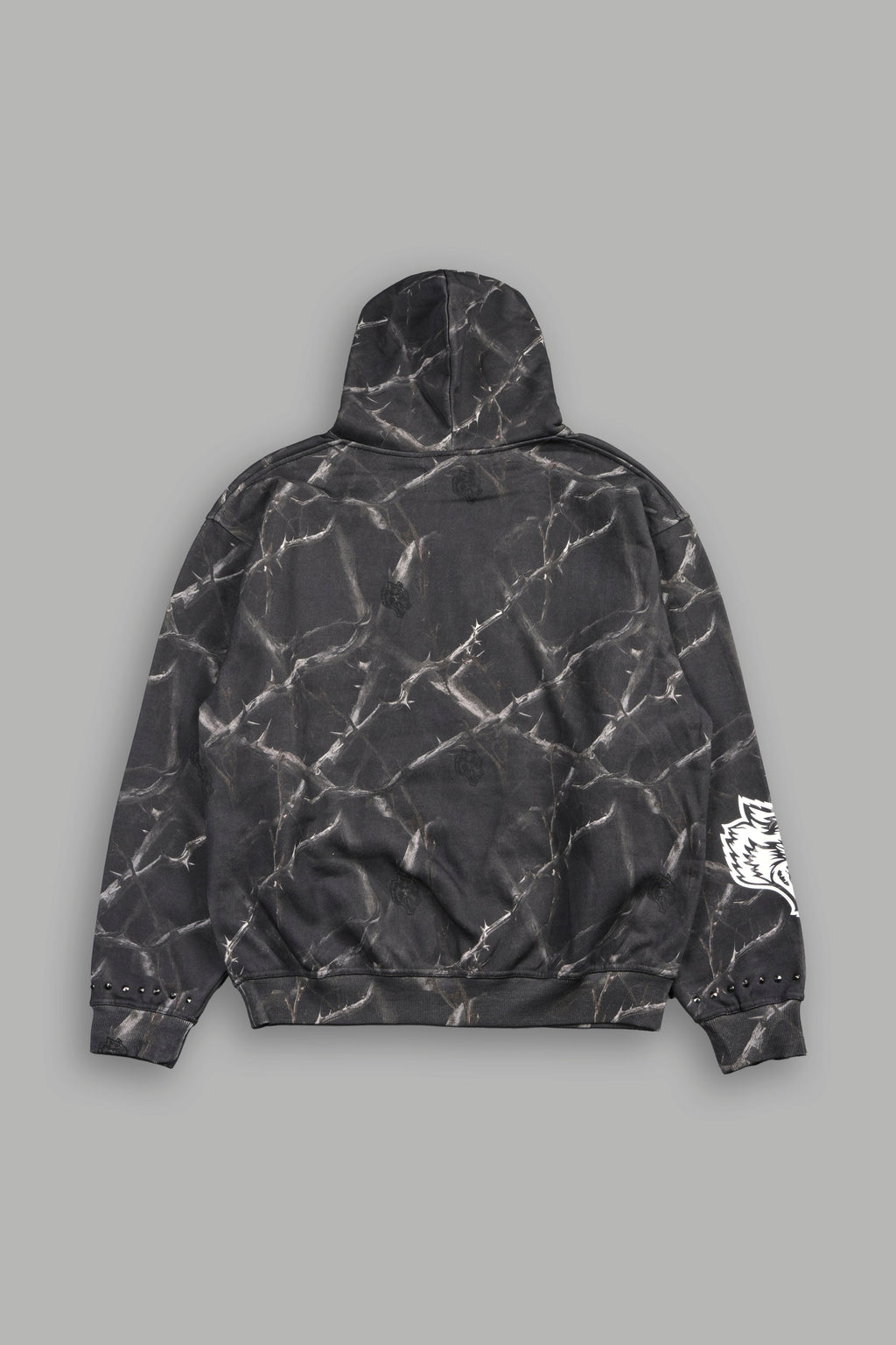 Studded Mantra Pierce Hoodie In Darc Thorns