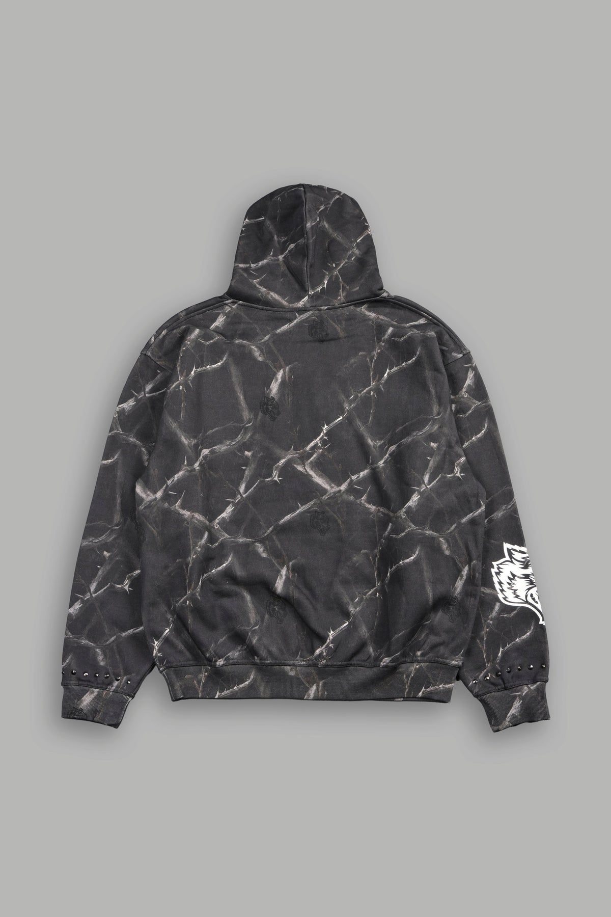 Studded Mantra Pierce Hoodie In Darc Thorns