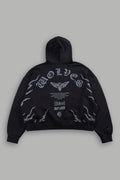 Wolves Never Back Down V2 Vex Double Zip Hoodie in Black — imagem 1