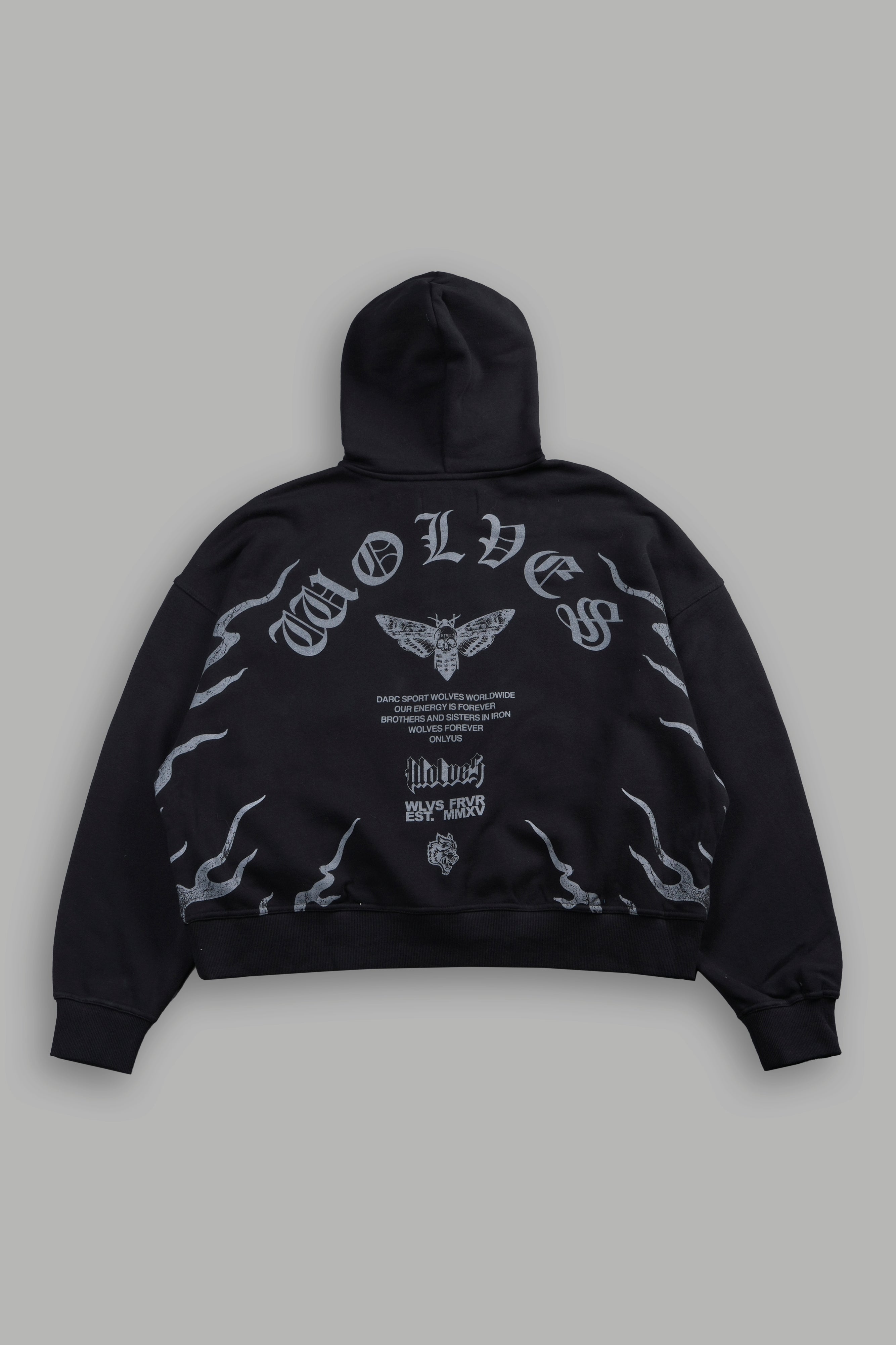 Wolves Never Back Down V2 Vex Double Zip Hoodie in Black — imagem 1