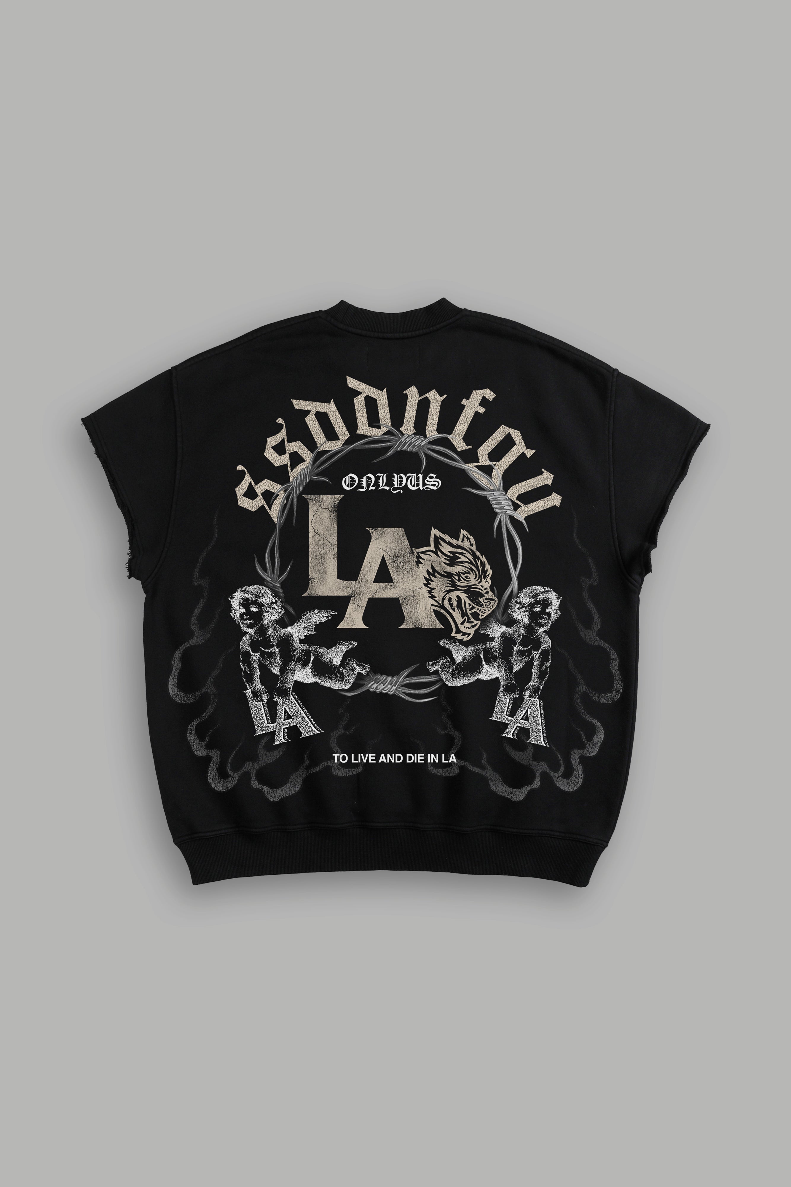La Heritage Cap Sleeve London Crewneck in Black — imagem 1
