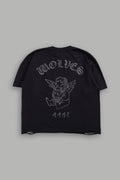 Wolves Oni Cherub Distressed Grunge Unisex Tee in Black — imagem 1