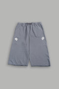 Dual Wolf Capri Sweat Pants In Slate Gray