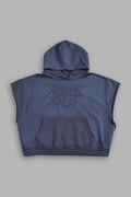 Forged From Iron Grunge Gage Cap Sleeve Hoodie in Midnight Blue Horizon Sun Fade — imagem 1