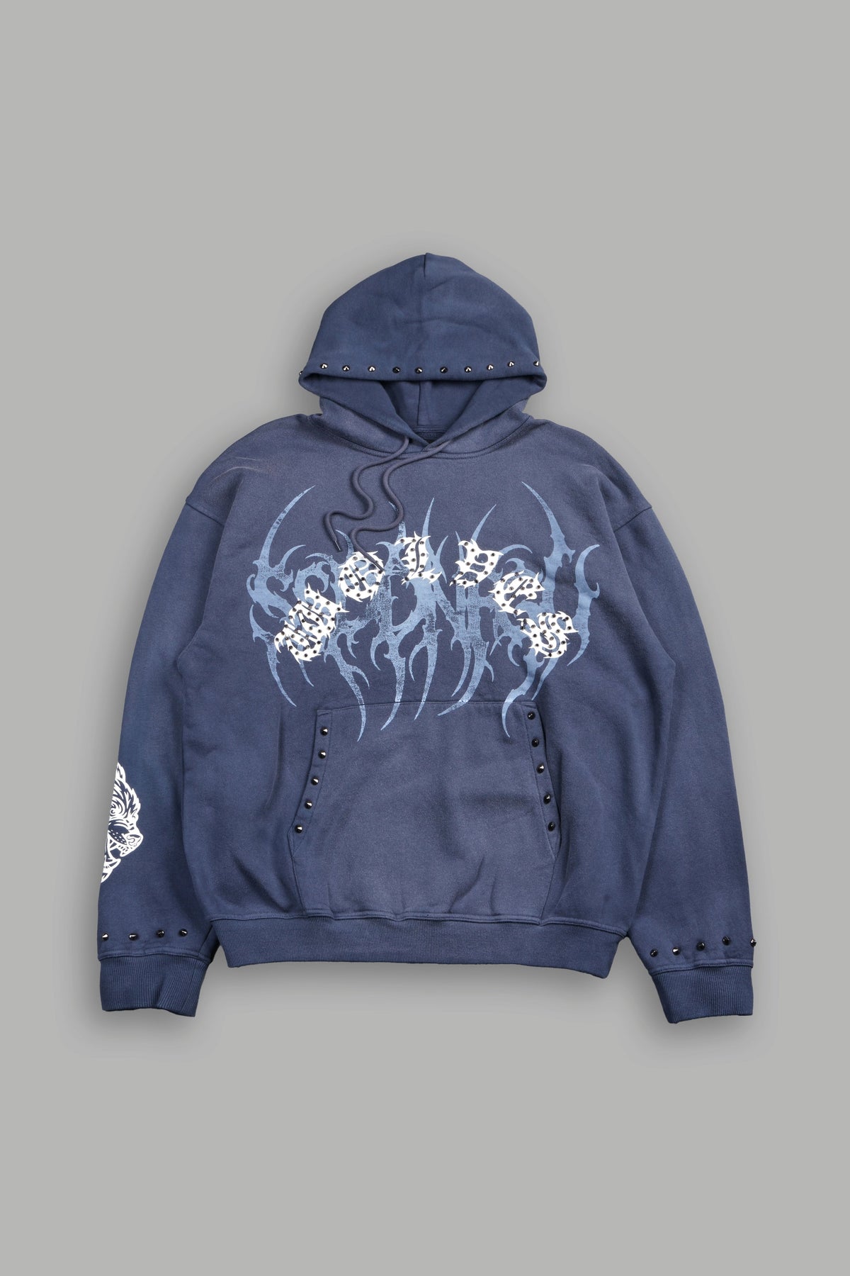 Studded Mantra Bishop Hoodie In Storm Blue Super Sun Fade