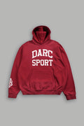 Darc Sport Is Forever Pierce Hoodie in Carmine Red Drift Wash