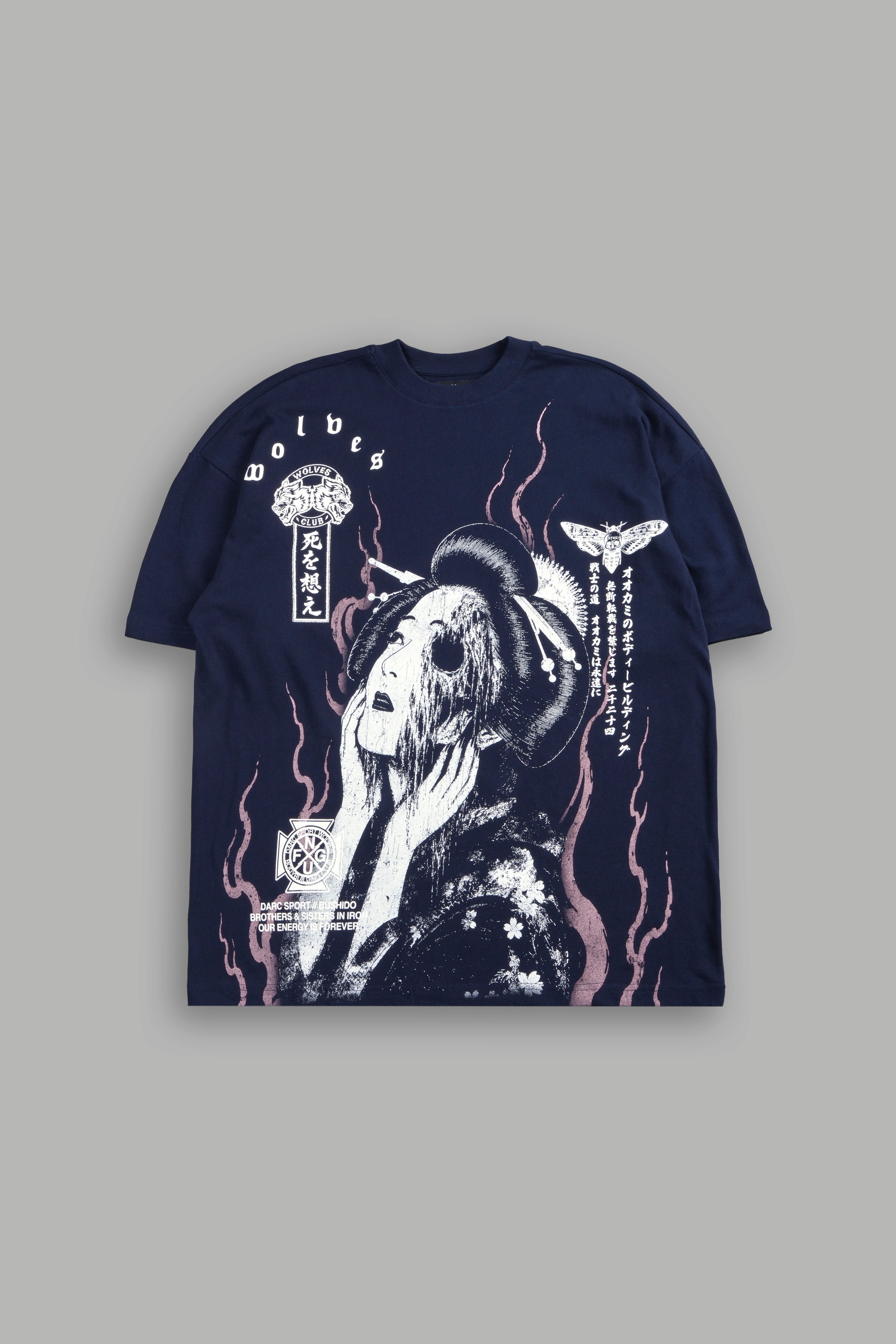 Mourning Flame Premium Oversized Tee in Navy — imagem 1