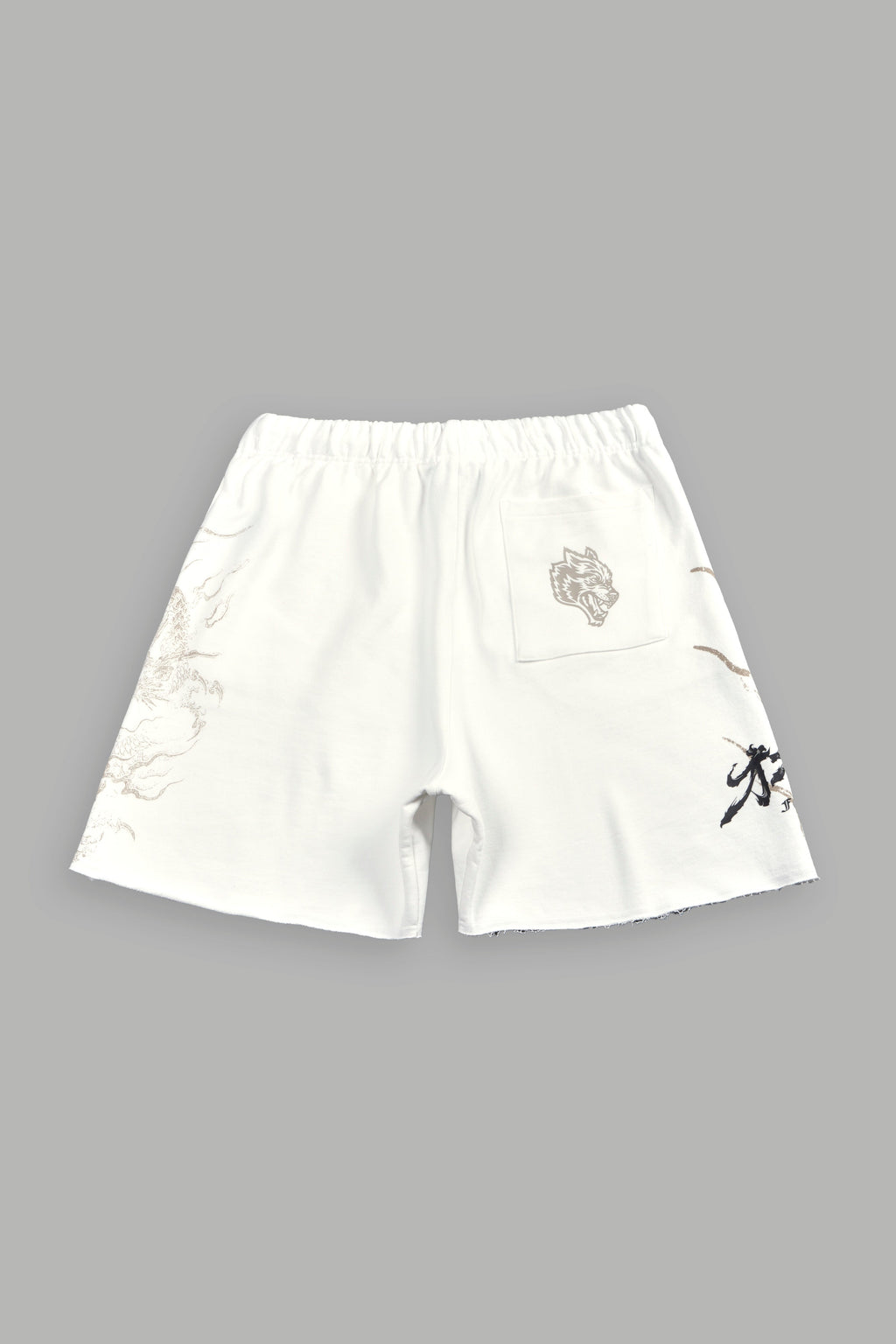 Kokuryu Grunge Oversized Raw Hem Post Lounge Sweat Shorts in Cream — imagem 3