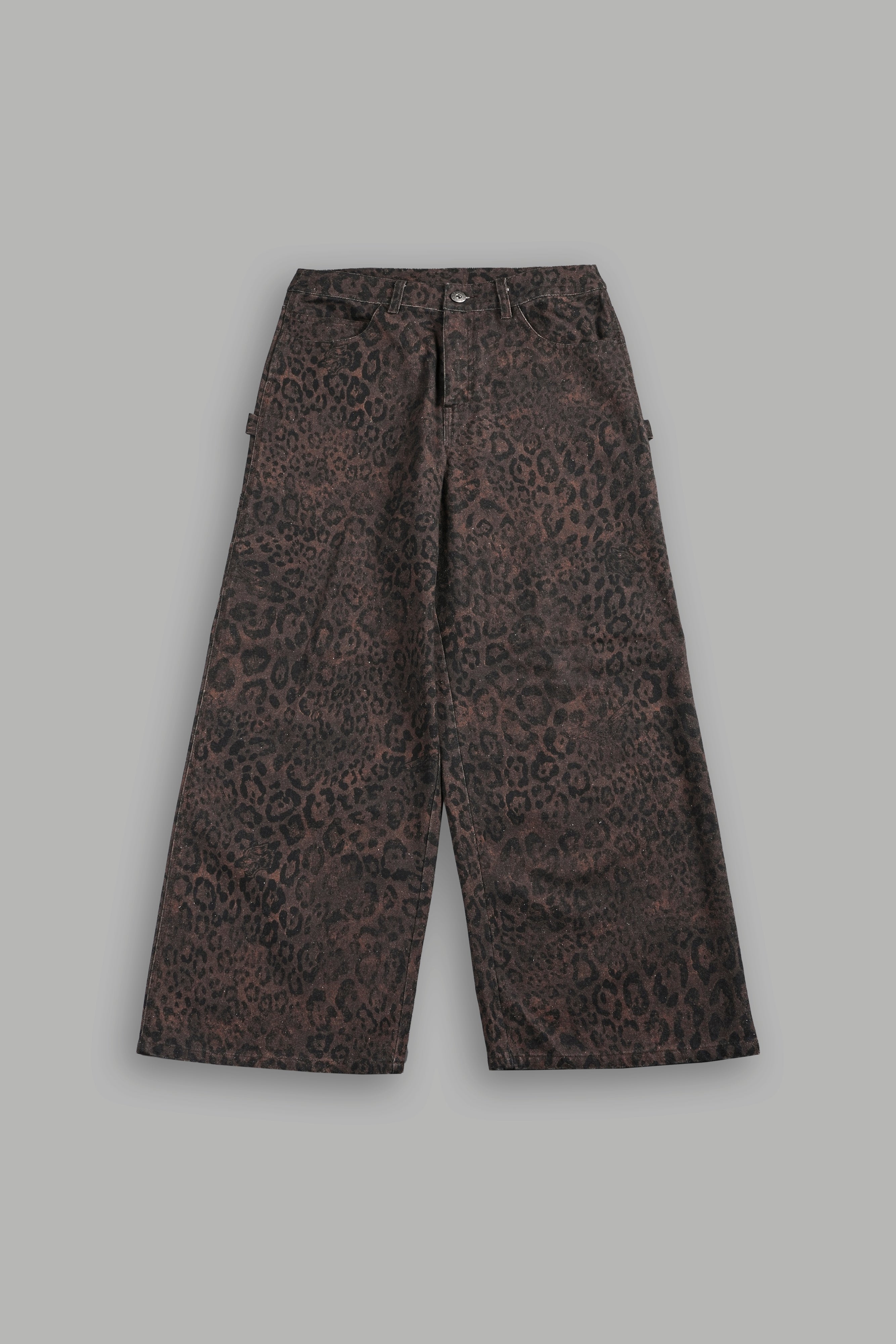 Wolves Chopper Wide Leg Carpenter Pant in Darc Brown Leopard