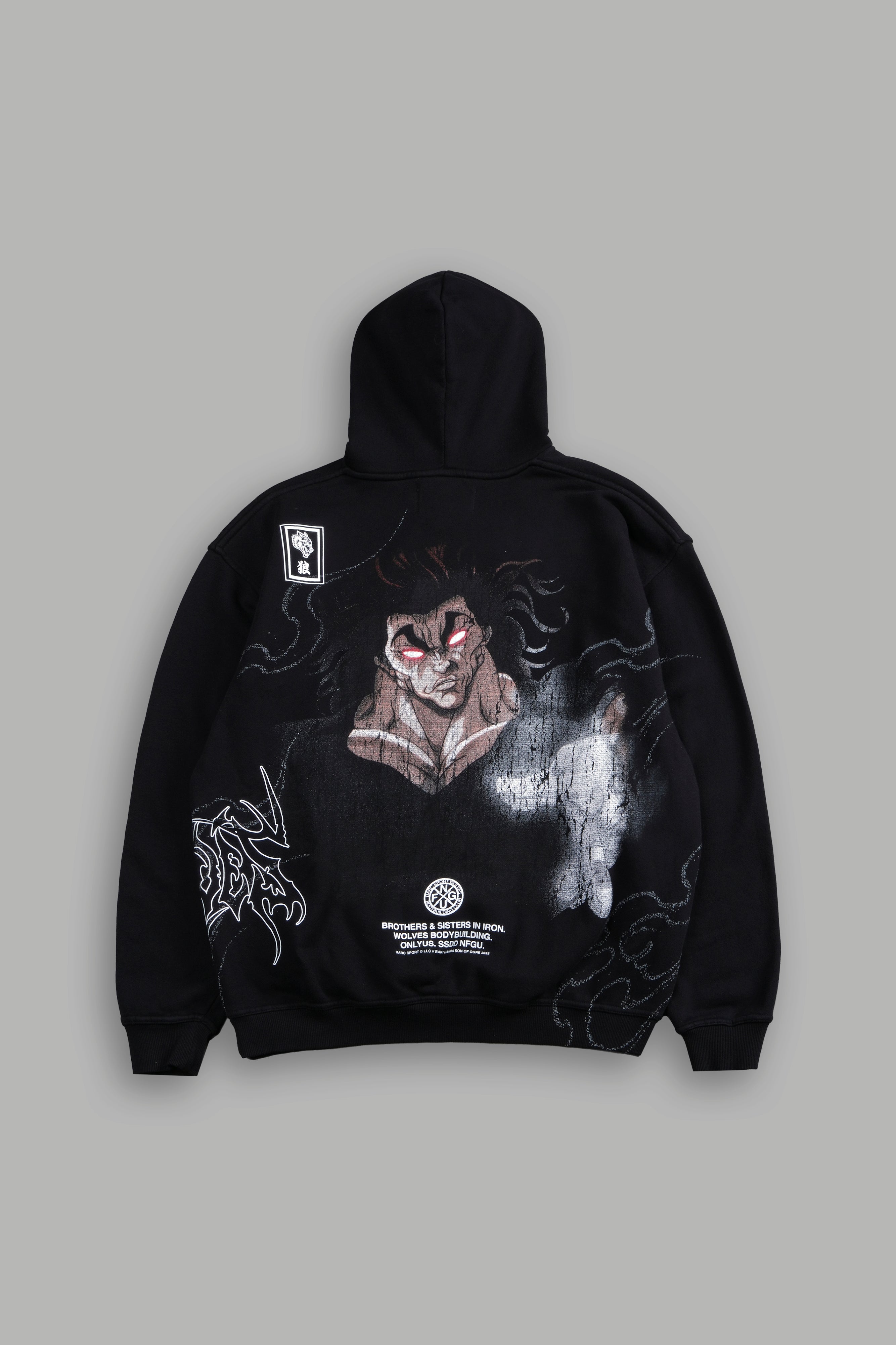 Yujiro Hanma "Pierce" Hoodie in Black — imagem 1