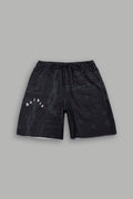 Wolves Pyramid Grunge Oversized Raw Hem Post Lounge Sweat Shorts in Black Thorn Paisley — imagem 1
