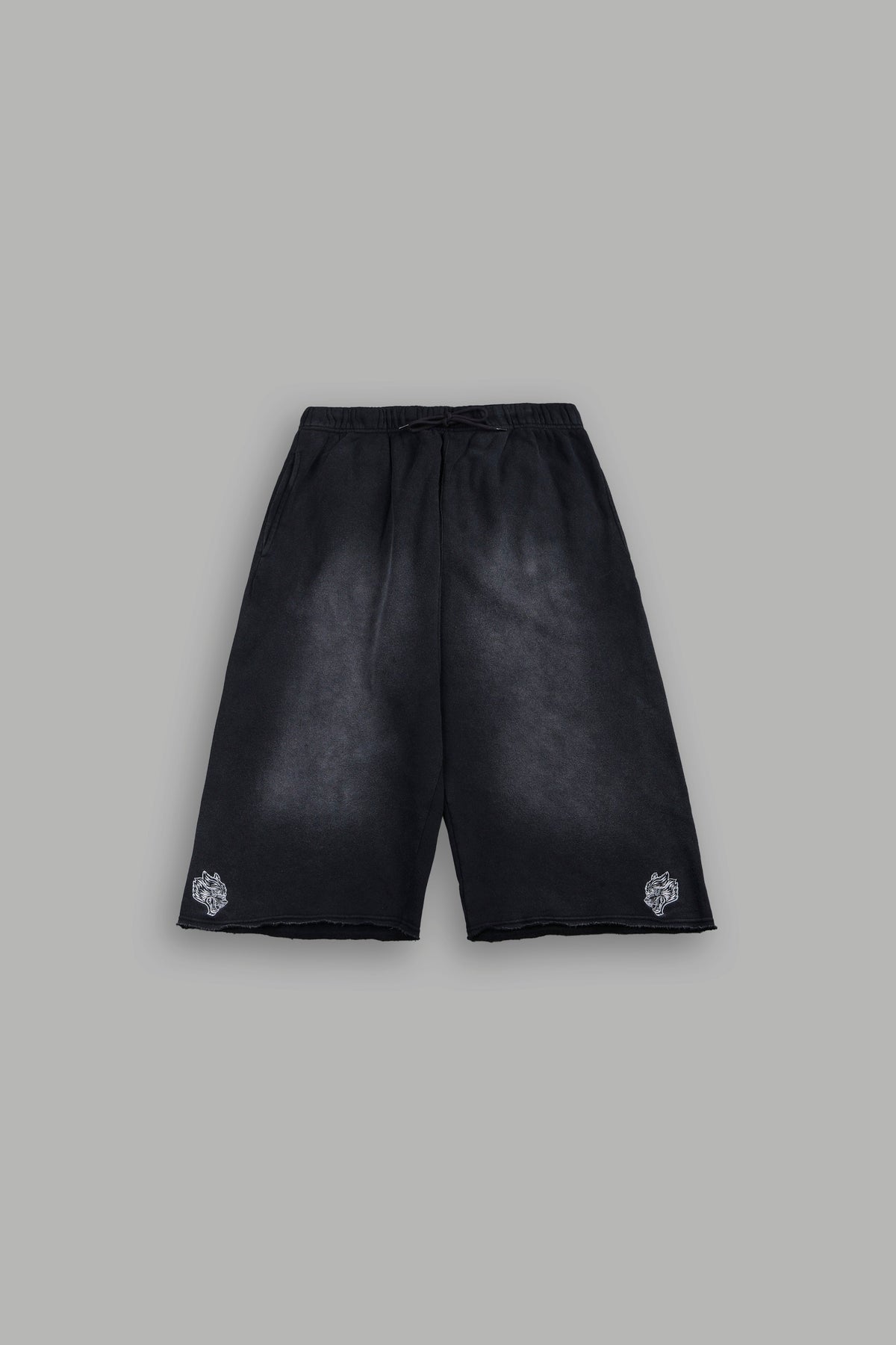 Dual Wolf Capri Sweat Pants In Black Super Sun Fade